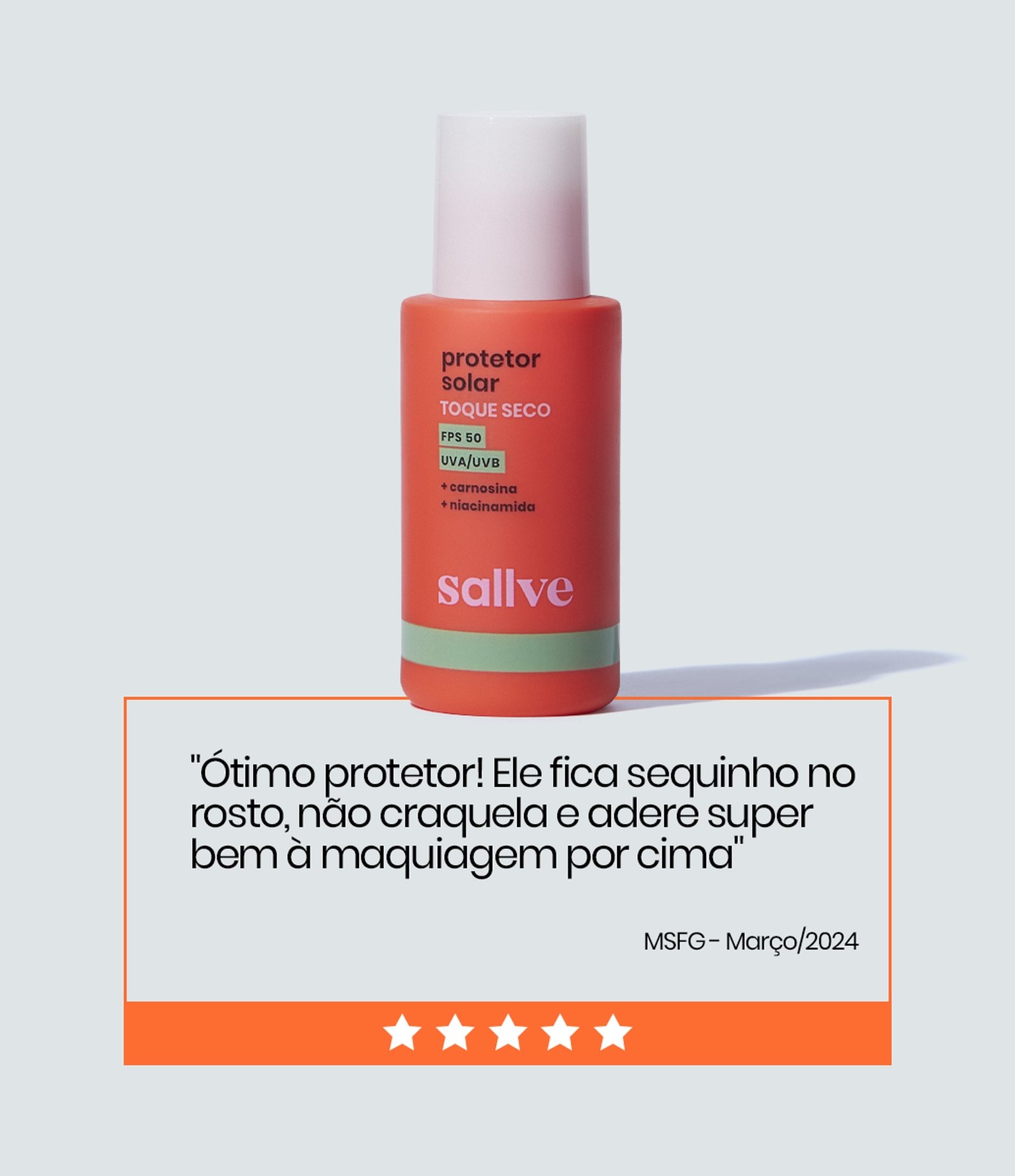 Protetor Solar Toque Seco FPS50 Niacinamida Sallve 40g 5