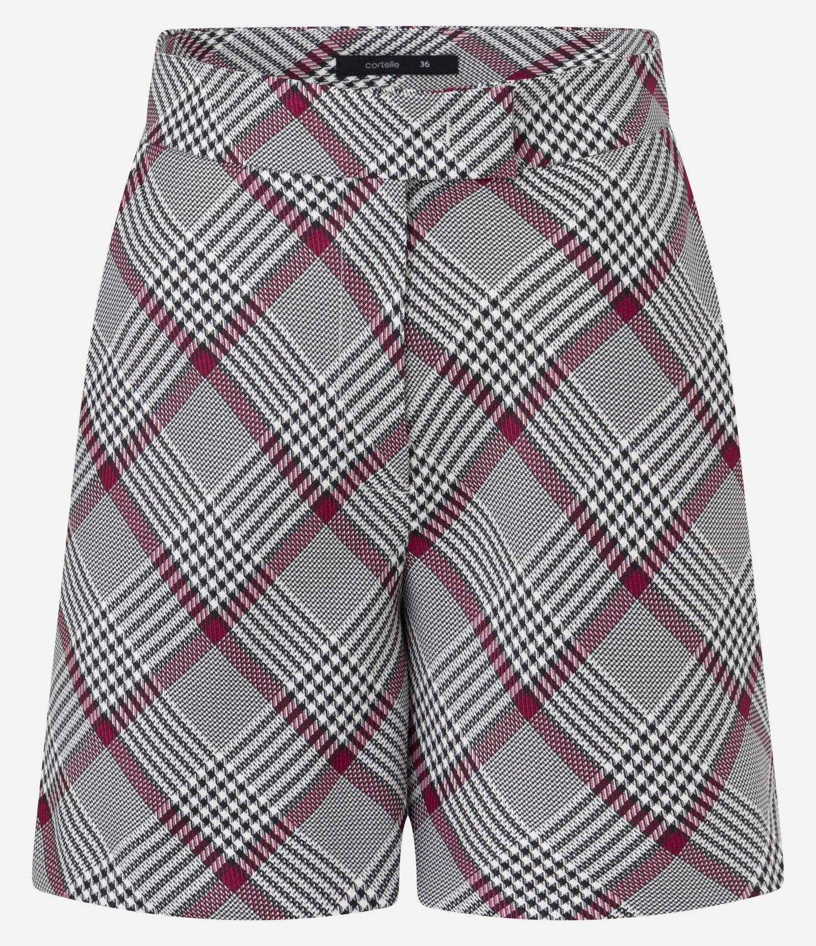 Bermuda Reta Alfaiataria com Estampa Xadrez Cinza/Bordô/Off White 5