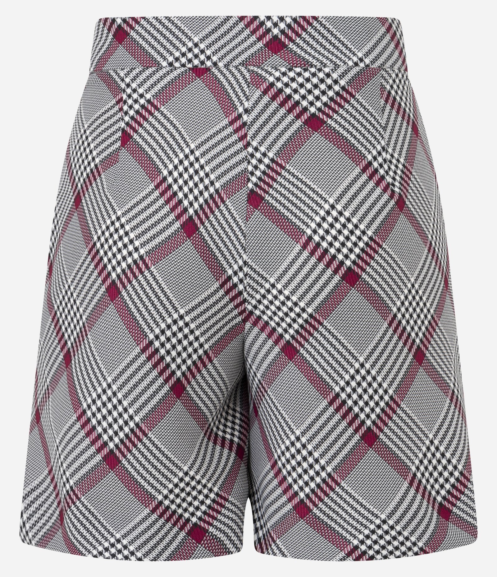Bermuda Reta Alfaiataria com Estampa Xadrez Cinza/Bordô/Off White 6