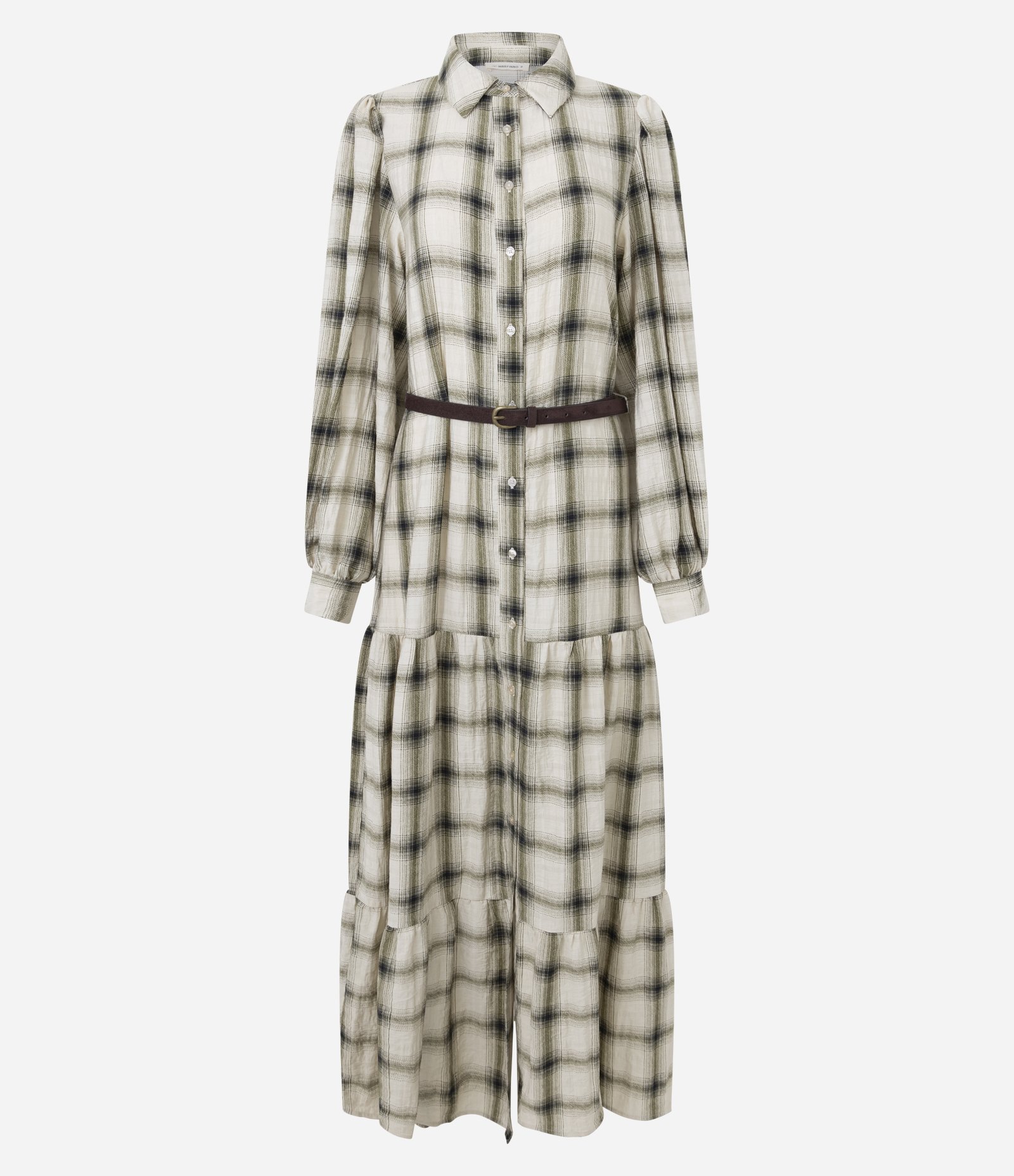 Vestido Long Mid em Viscose Xadrez com Cinto GG 1