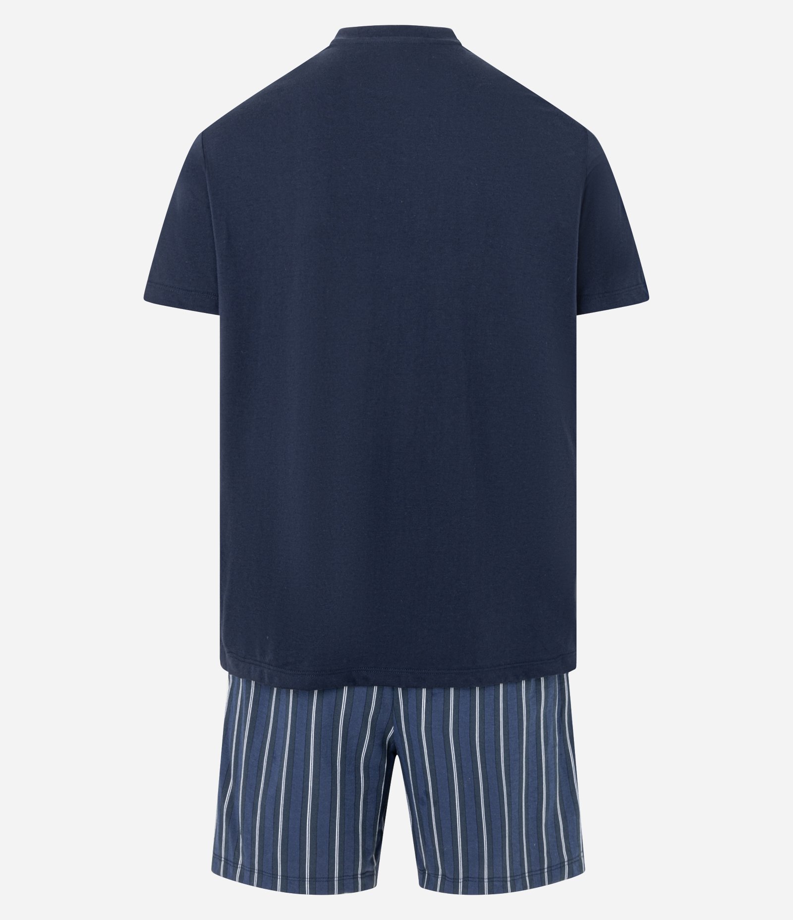 Pijama Curto em Algodão com Listras Contrastantes Azul 2