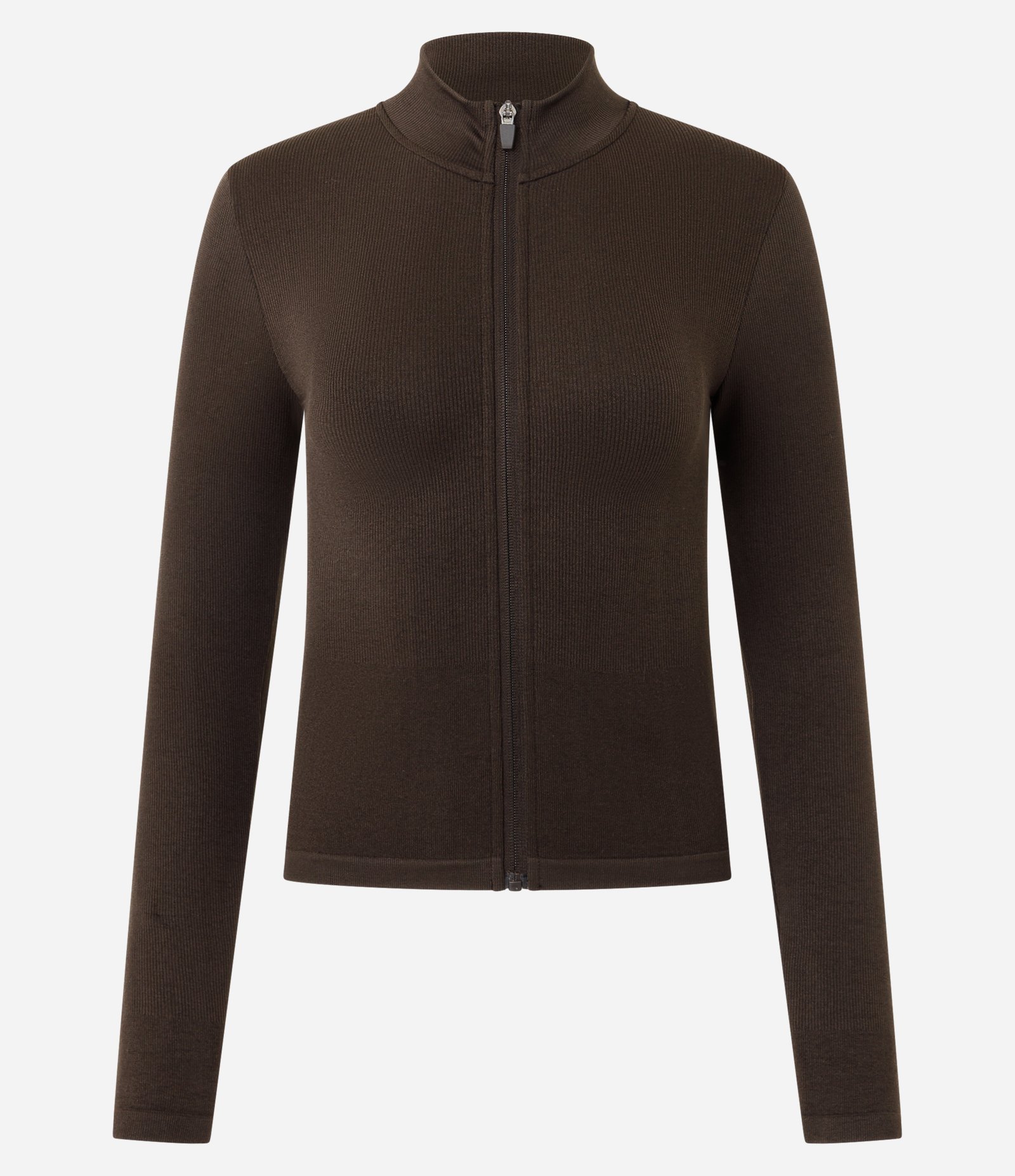 Jaqueta Esportiva Seamless com Golinha Alta Marrom 1