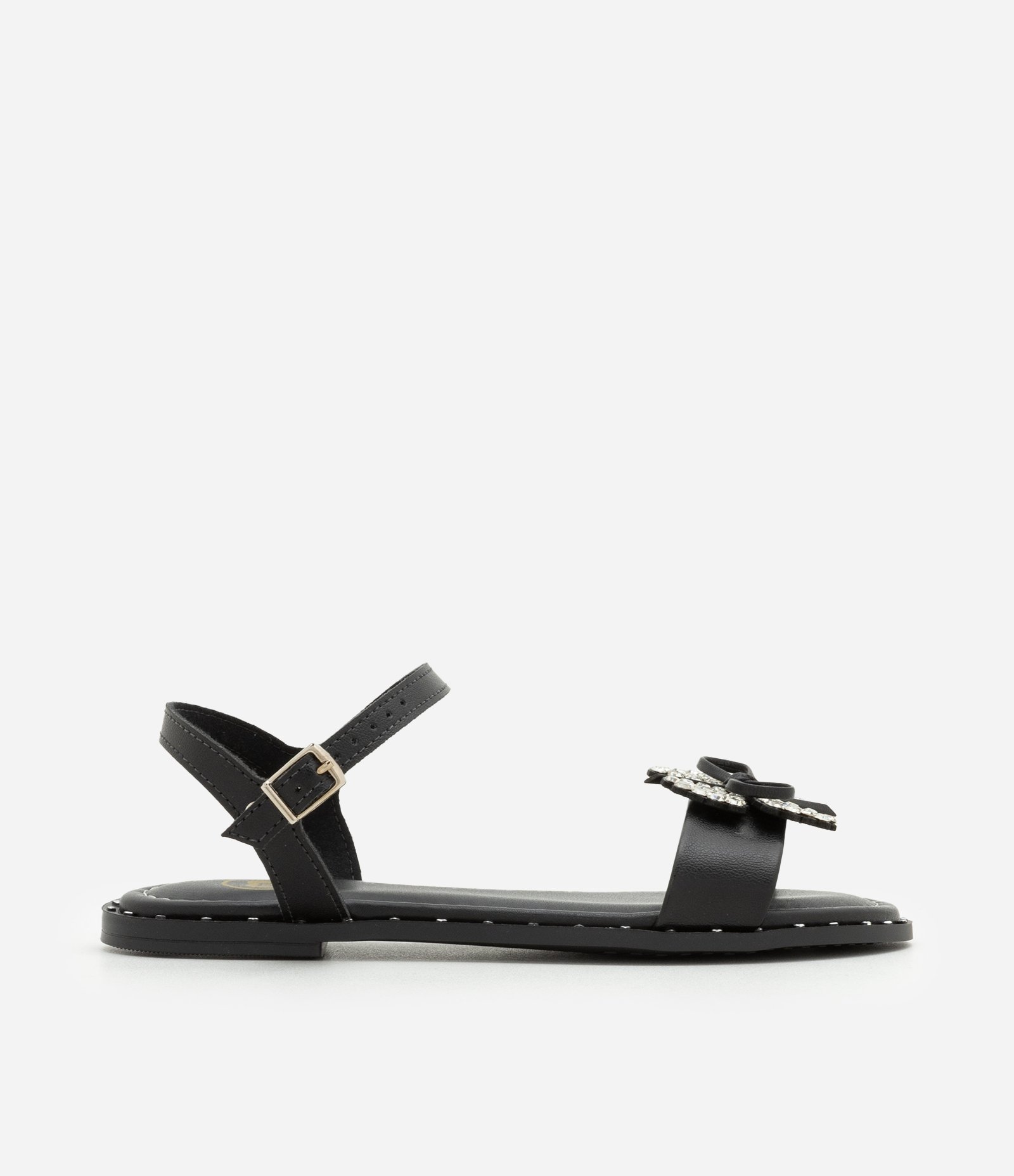 Sandália Infantil em PU com Laço Aplicado - Tam 28 ao 35 Preto 4