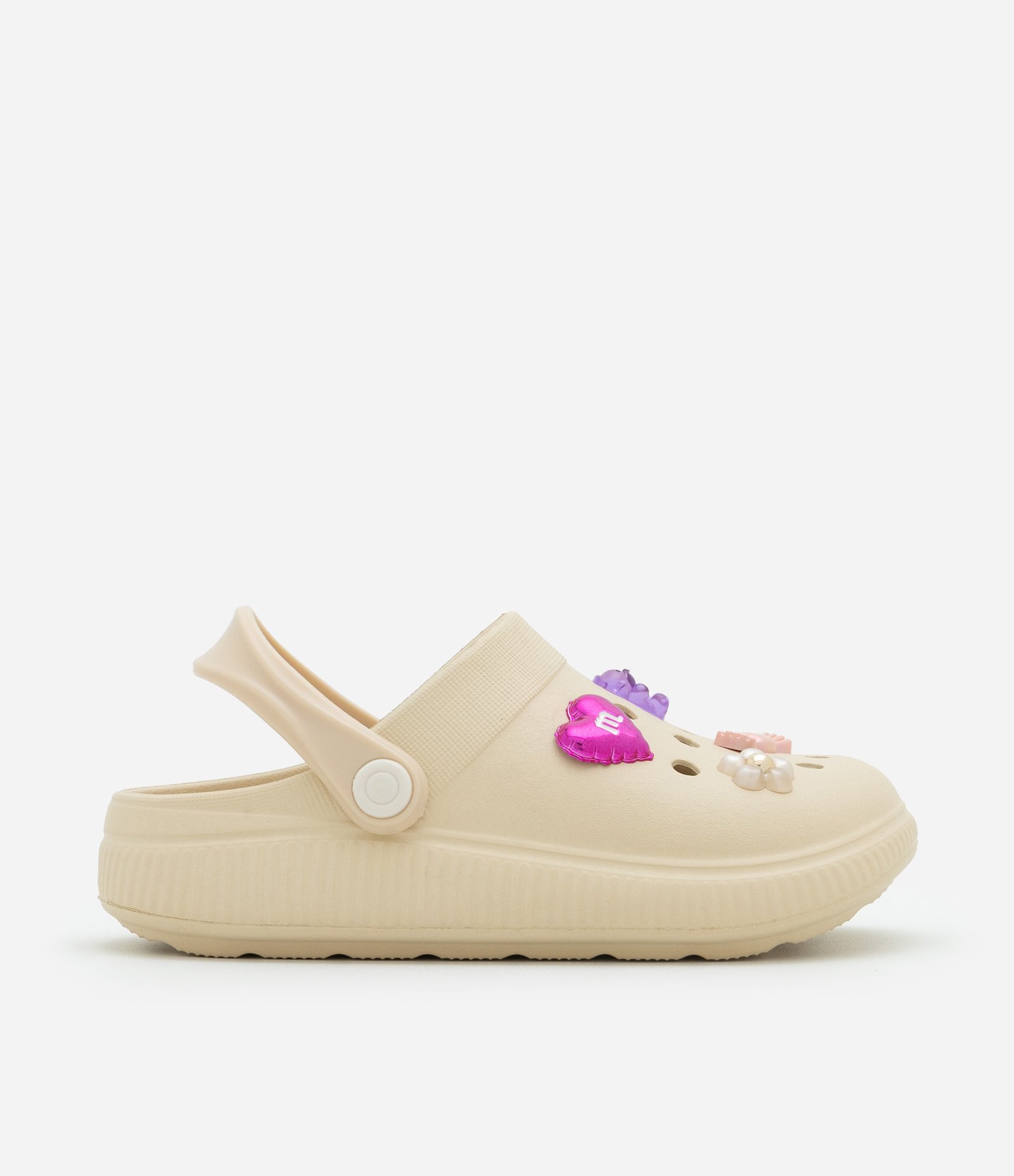 Sandália Infantil Babuche em PVC com Patchs Aplicados - Tam 25 ao 36 Off White 4