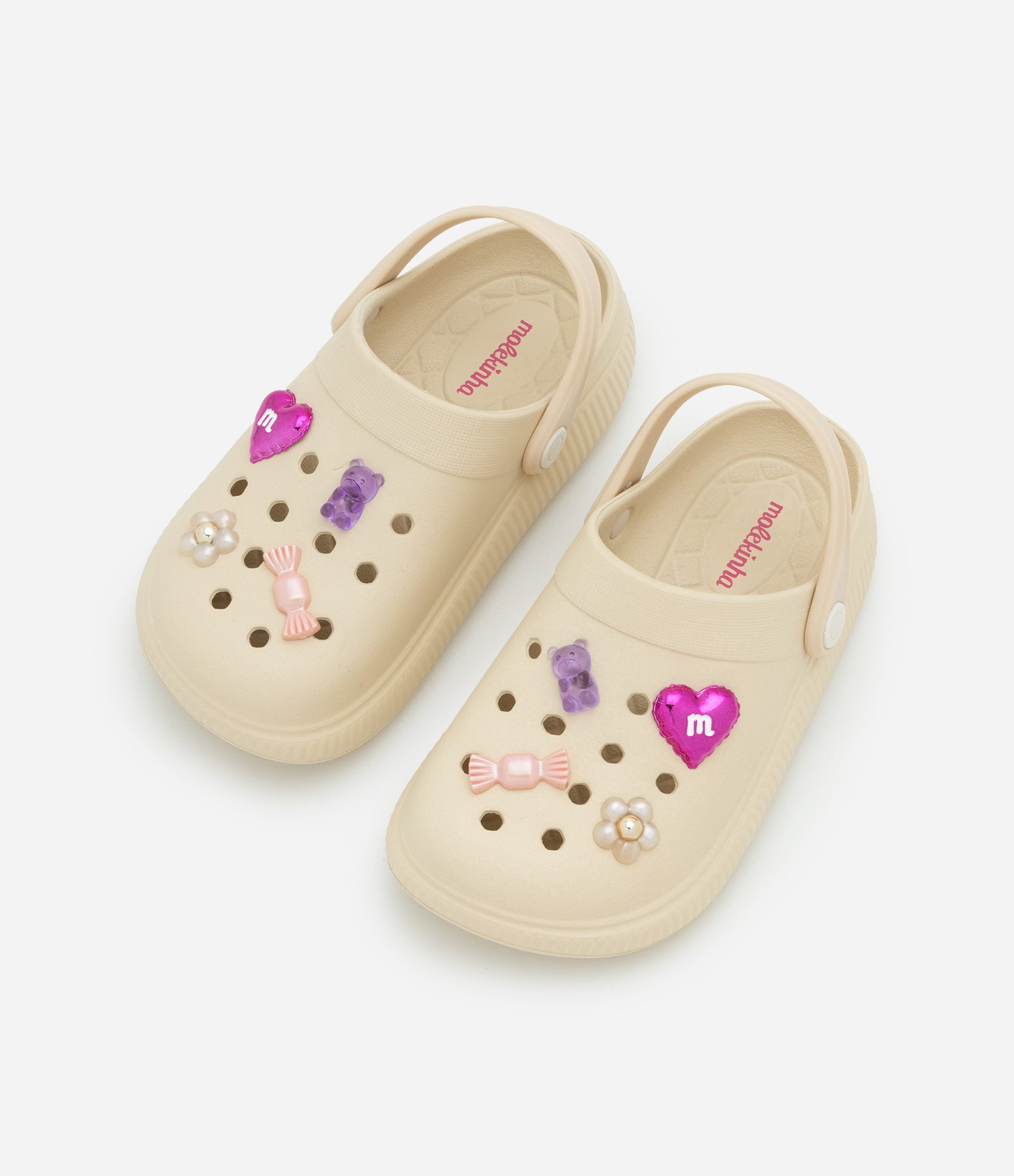 Sandália Infantil Babuche em PVC com Patchs Aplicados - Tam 25 ao 36 Off White 5