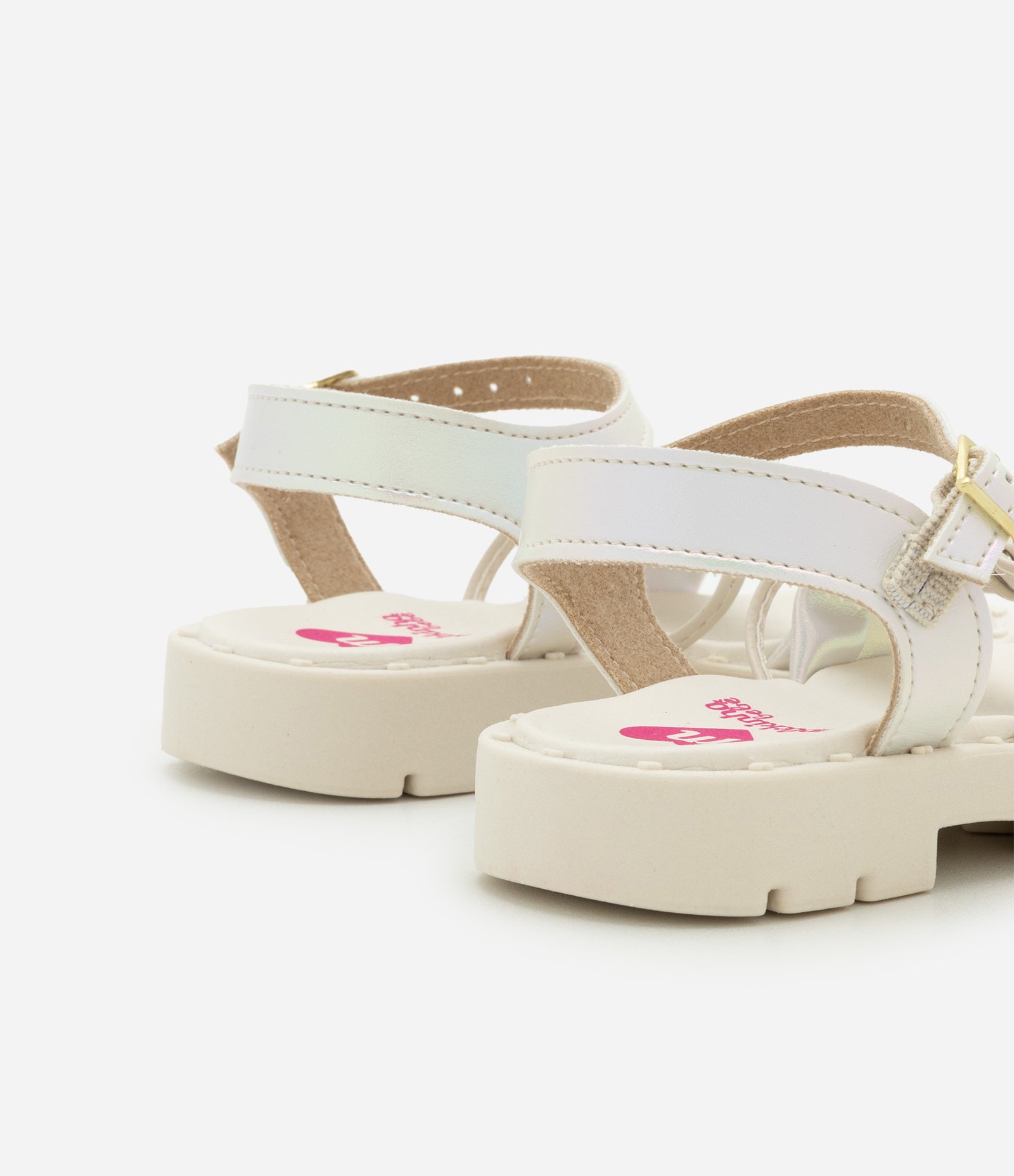 Sandália Infantil Platform com Laço Dourado Molekinha - Tam 20 ao 25 Off White 2