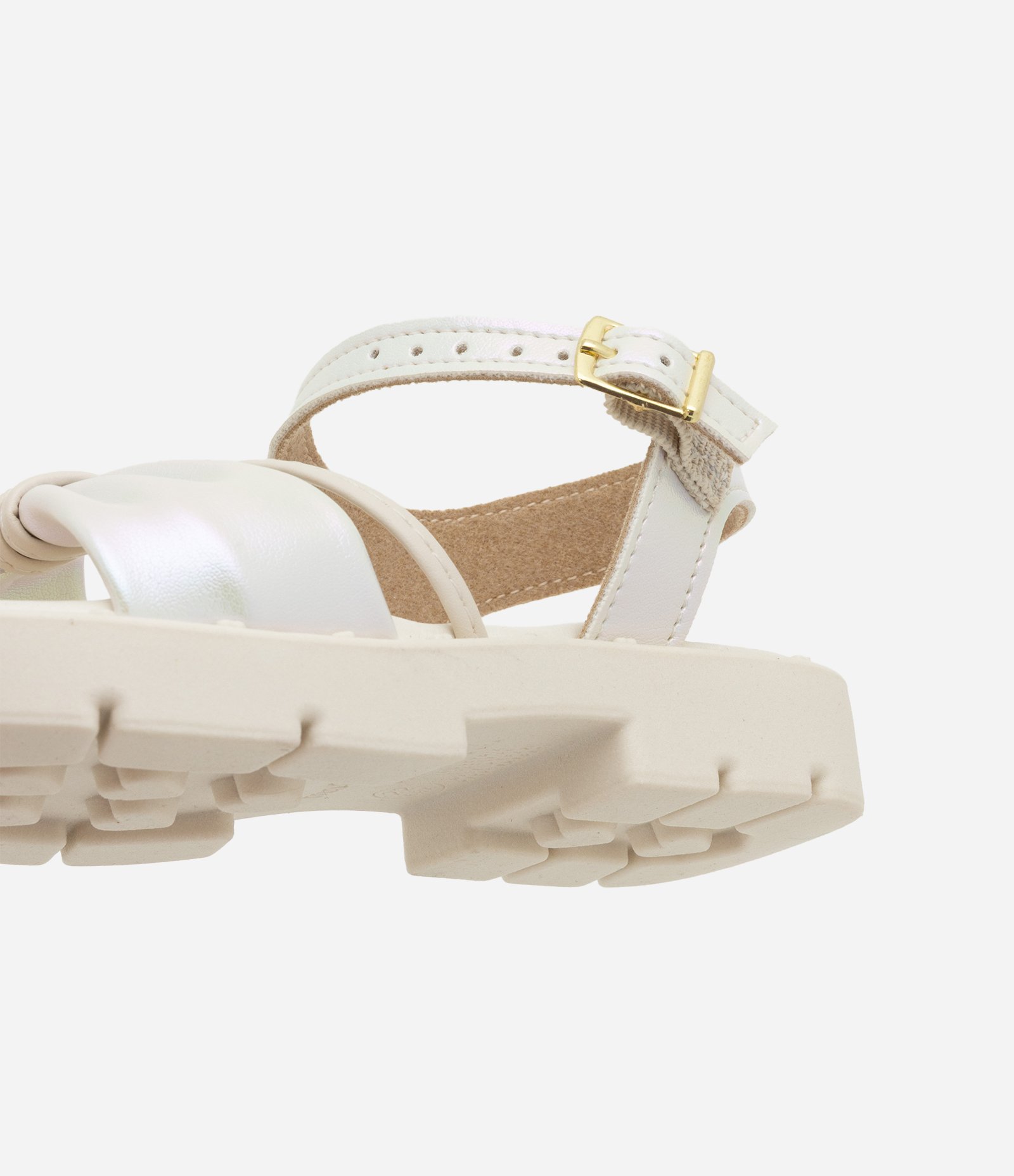 Sandália Infantil Platform com Laço Dourado Molekinha - Tam 20 ao 25 Off White 3