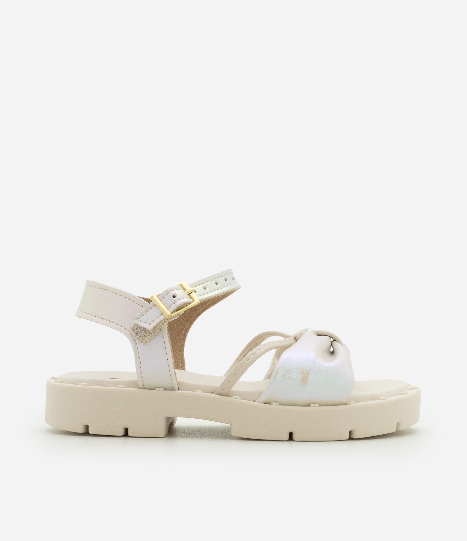 Sandália Infantil Platform com Laço Dourado Molekinha - Tam 20 ao 25 Off White 5