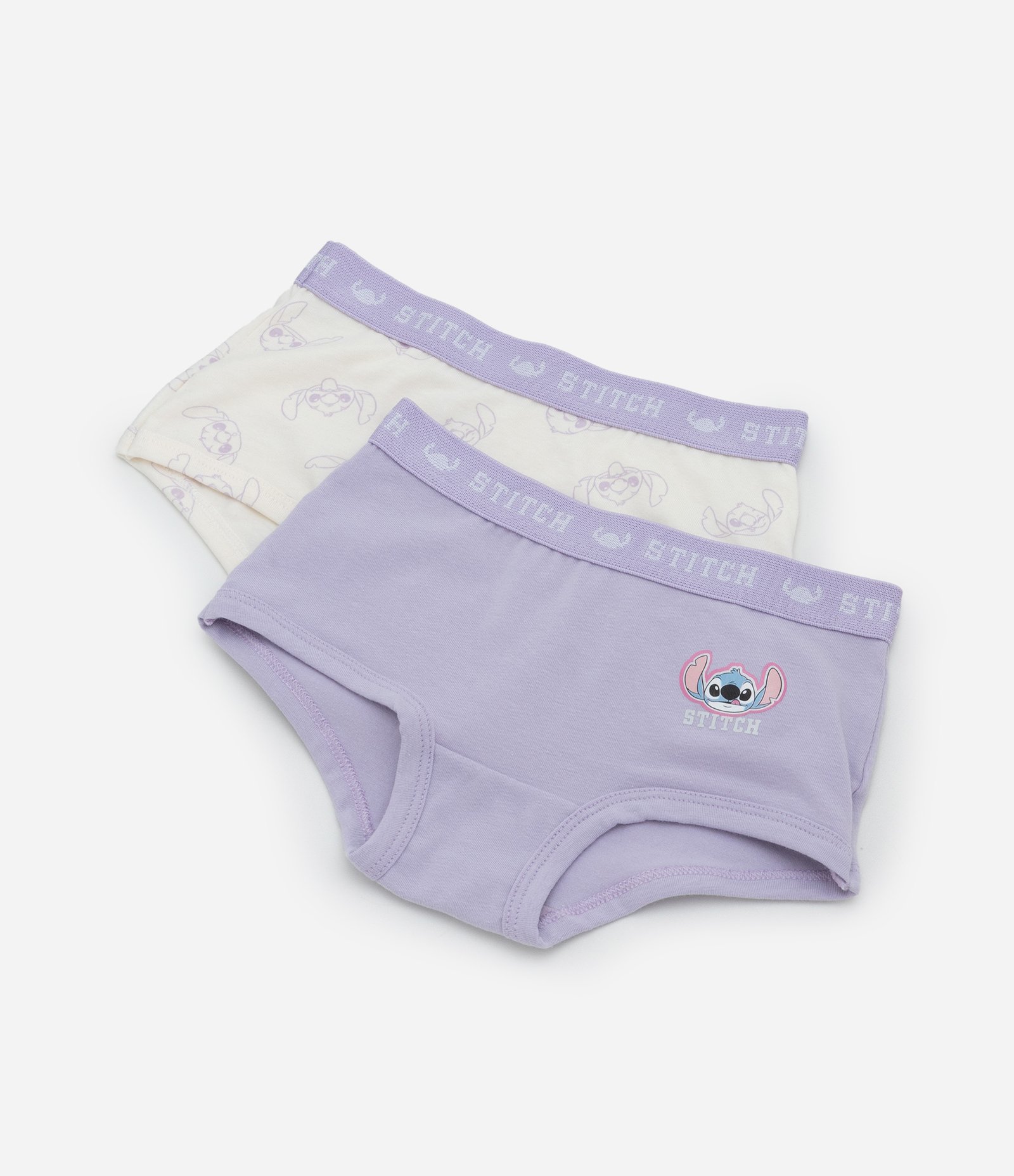 Kit 02 Calcinhas Boxer Com Estampa Stitch – Tam 4 a 14 Anos Sortido 1