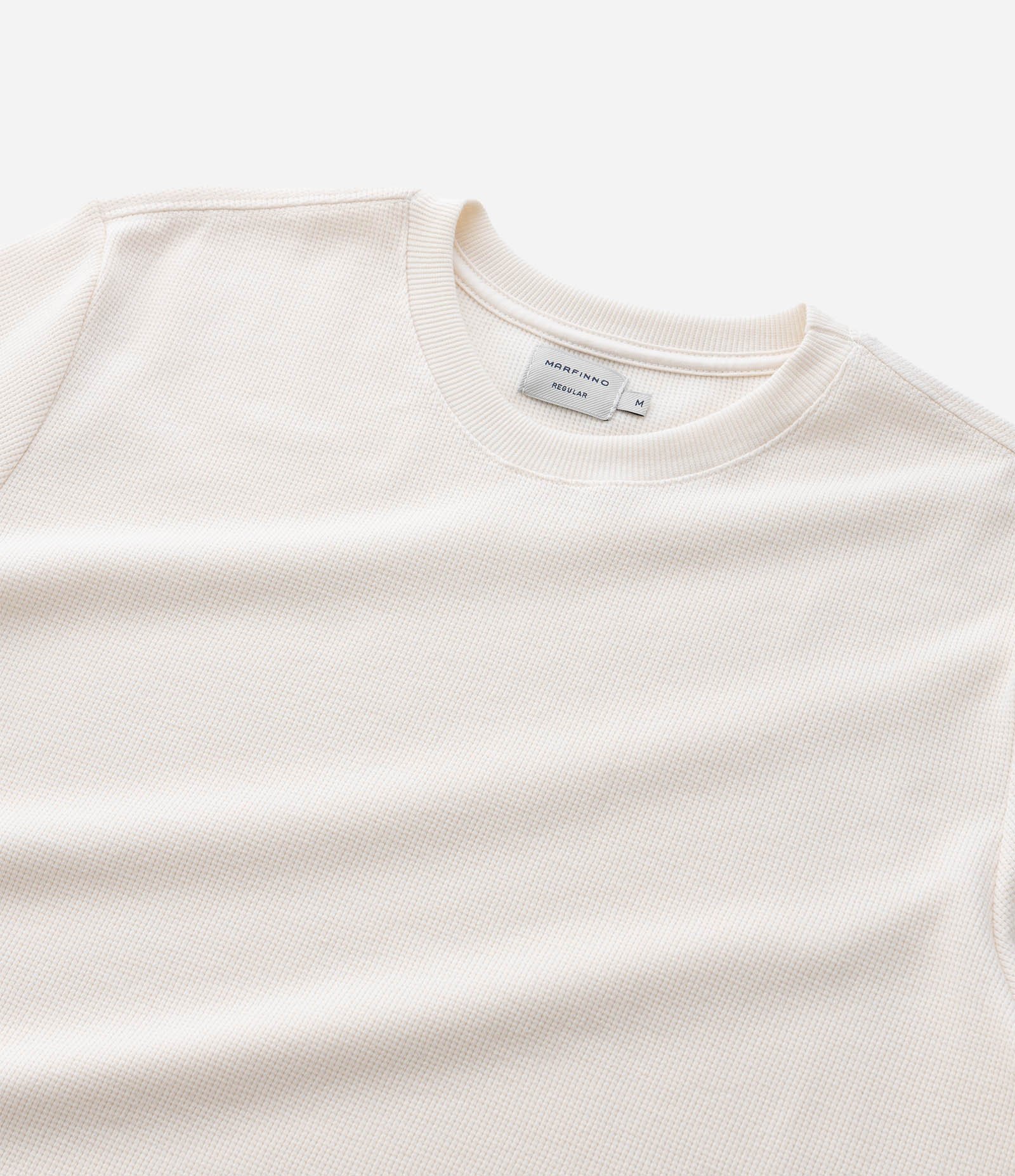 Camiseta Regular em Algodão com Textura Branco 4