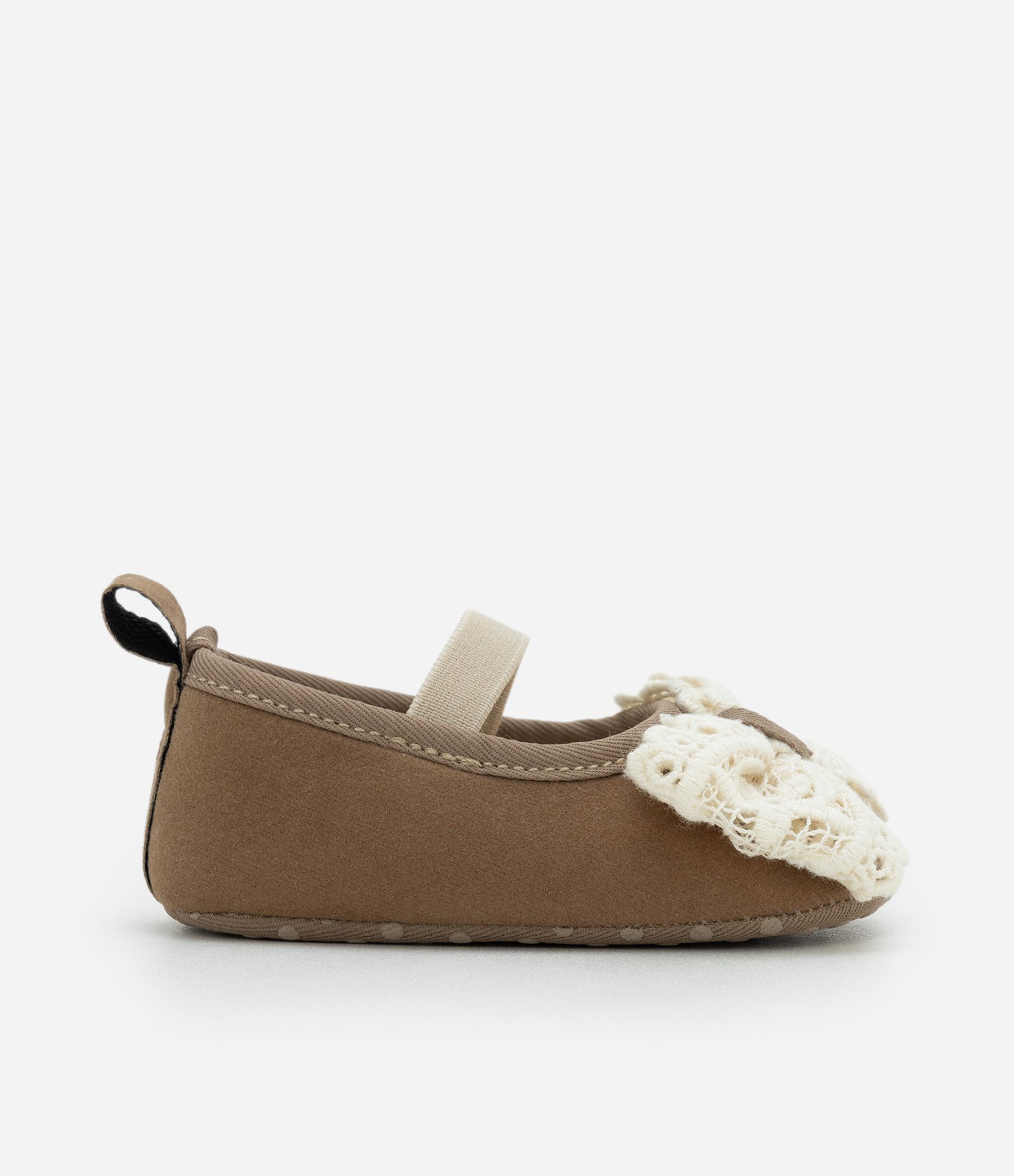 Sapatilha Infantil em Suede com Laço em Broderie – Tam 15 a 19 Marrom Claro 3