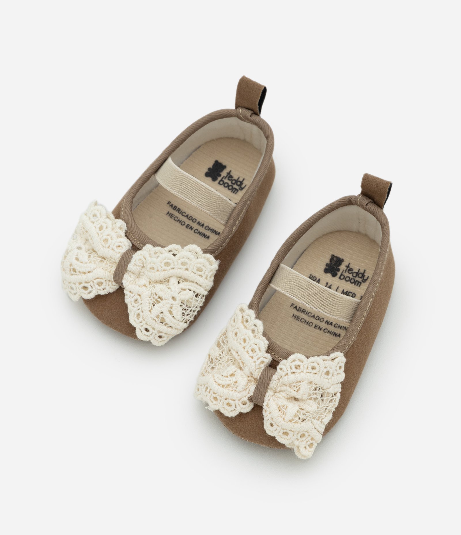 Sapatilha Infantil em Suede com Laço em Broderie – Tam 15 a 19 Marrom Claro 5