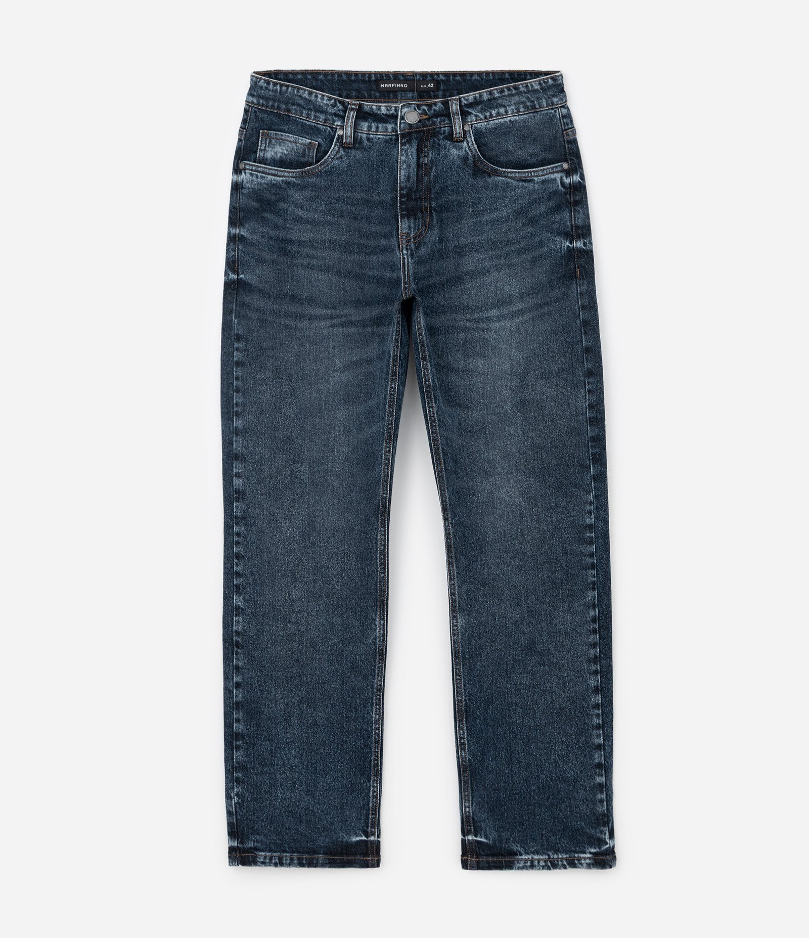 Calça Reta Básica em Jeans Azul Marinho 5