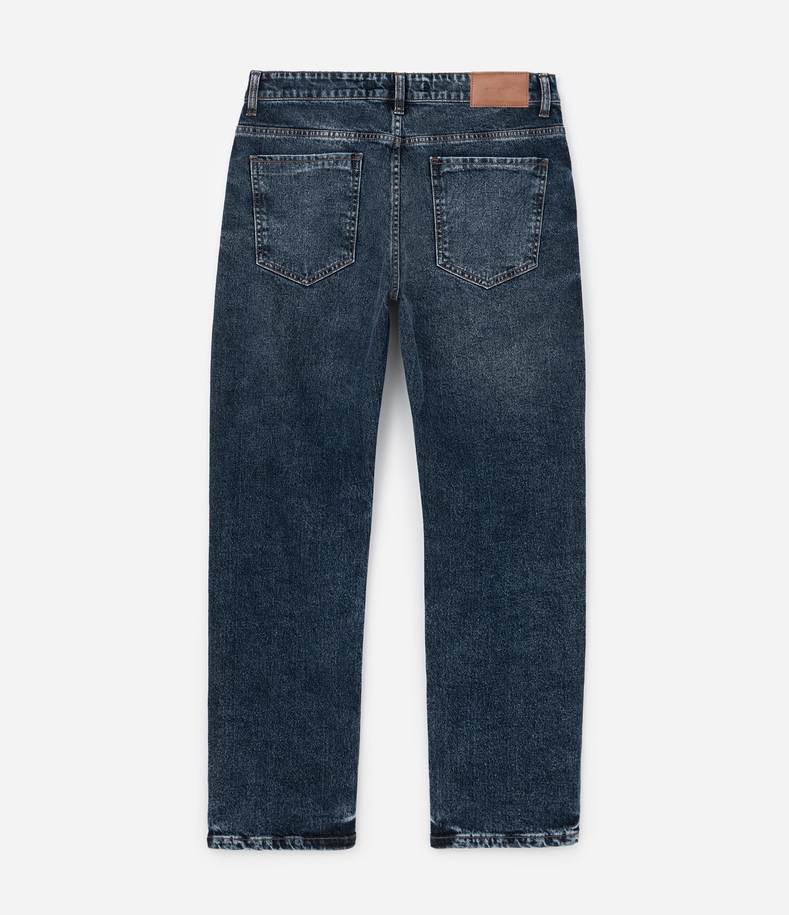 Calça Reta Básica em Jeans Azul Marinho 6