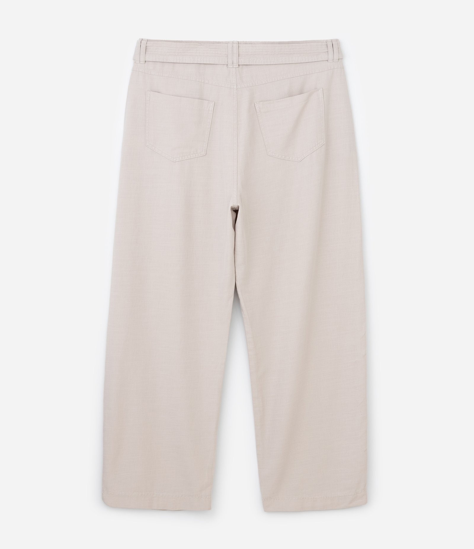 Calça Reta em Sarja com Botões e Fivela Cinto Tartaruga Curve & Plus Size Off White 2