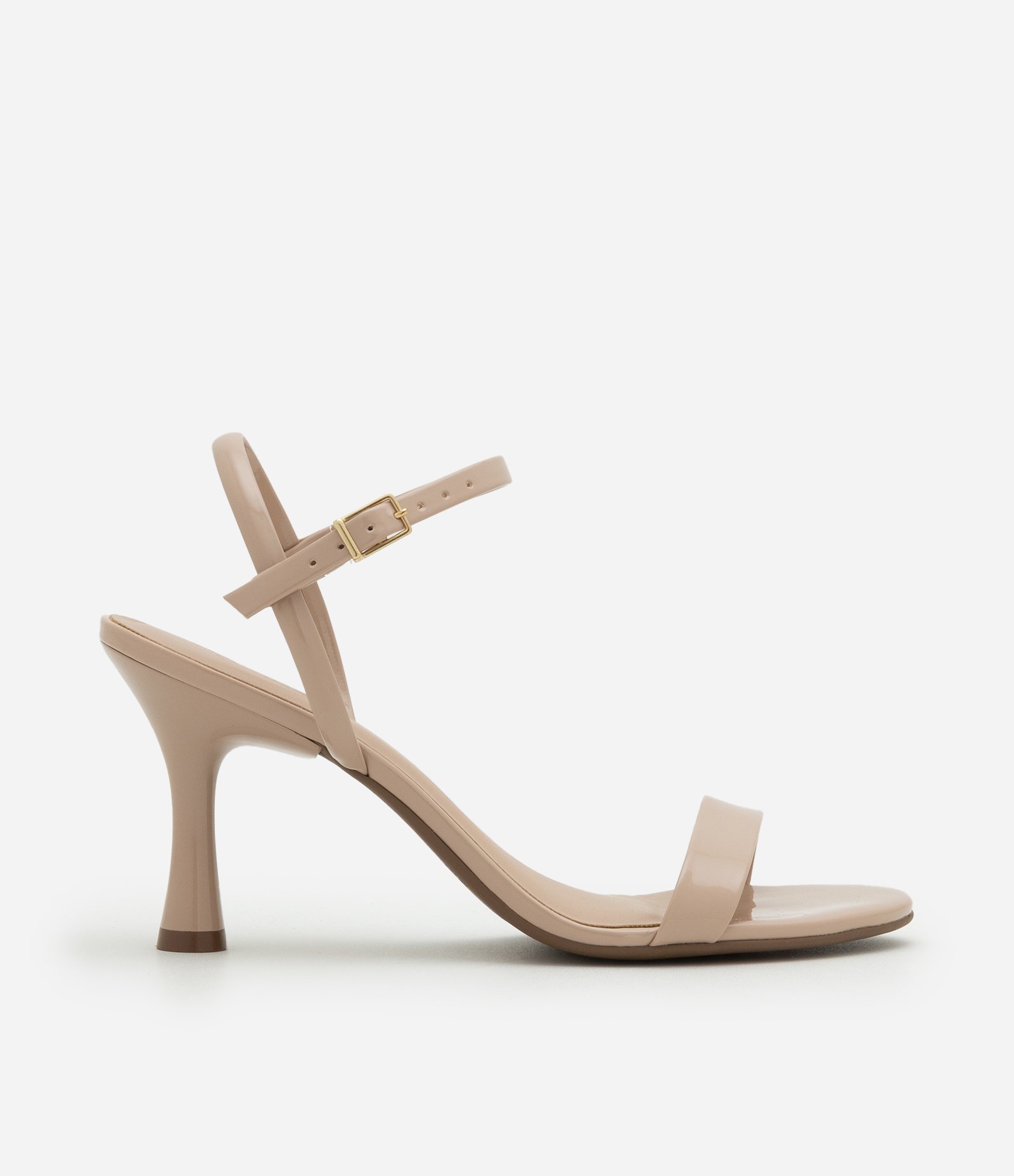 Sandália Envernizada com Bico Redondo Bege 1