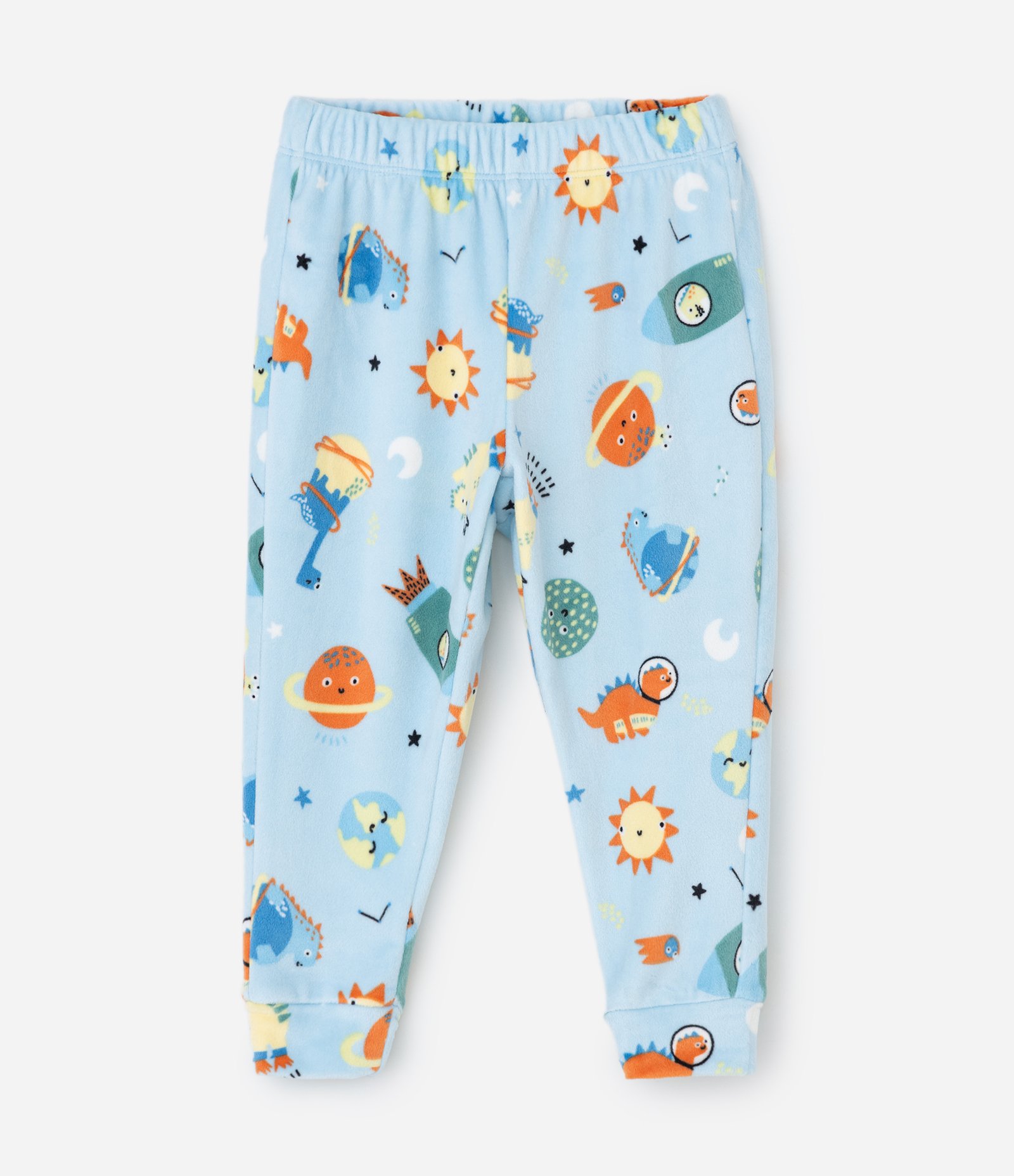 Pijama Infantil Longo com Estampa de Planetas que Brilha no Escuro – Tam 2 a 8 Anos Azul Claro 4