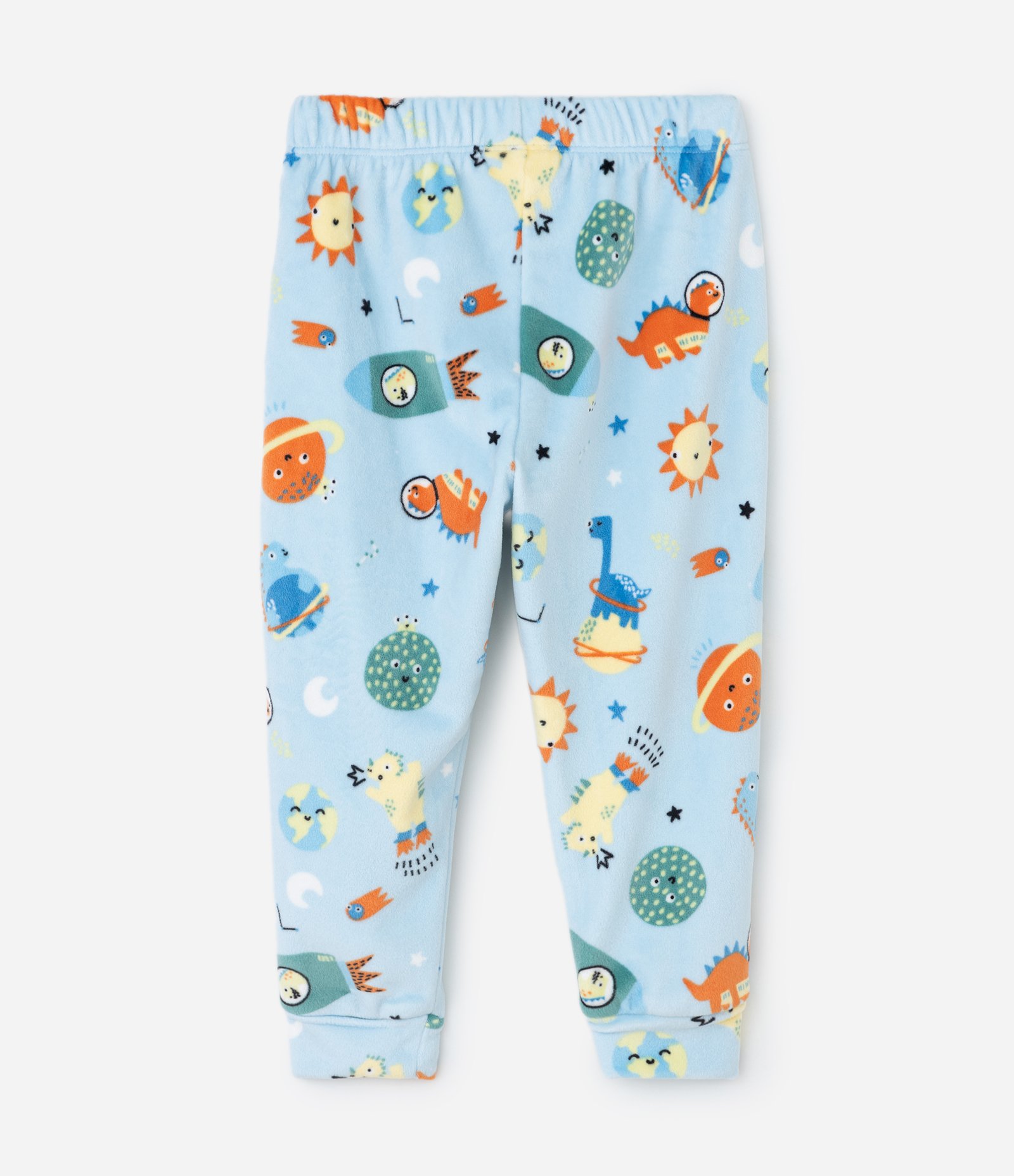 Pijama Infantil Longo com Estampa de Planetas que Brilha no Escuro – Tam 2 a 8 Anos Azul Claro 5