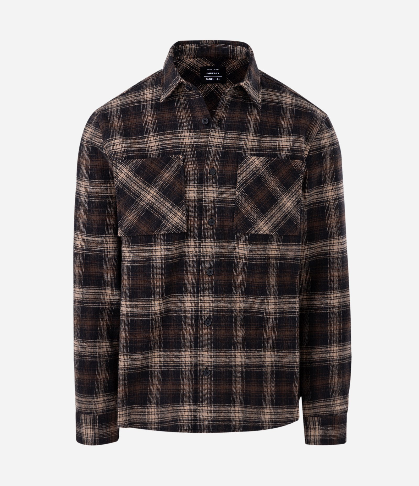 Camisa Manga Longa em Flanela Xadrez Marrom 1