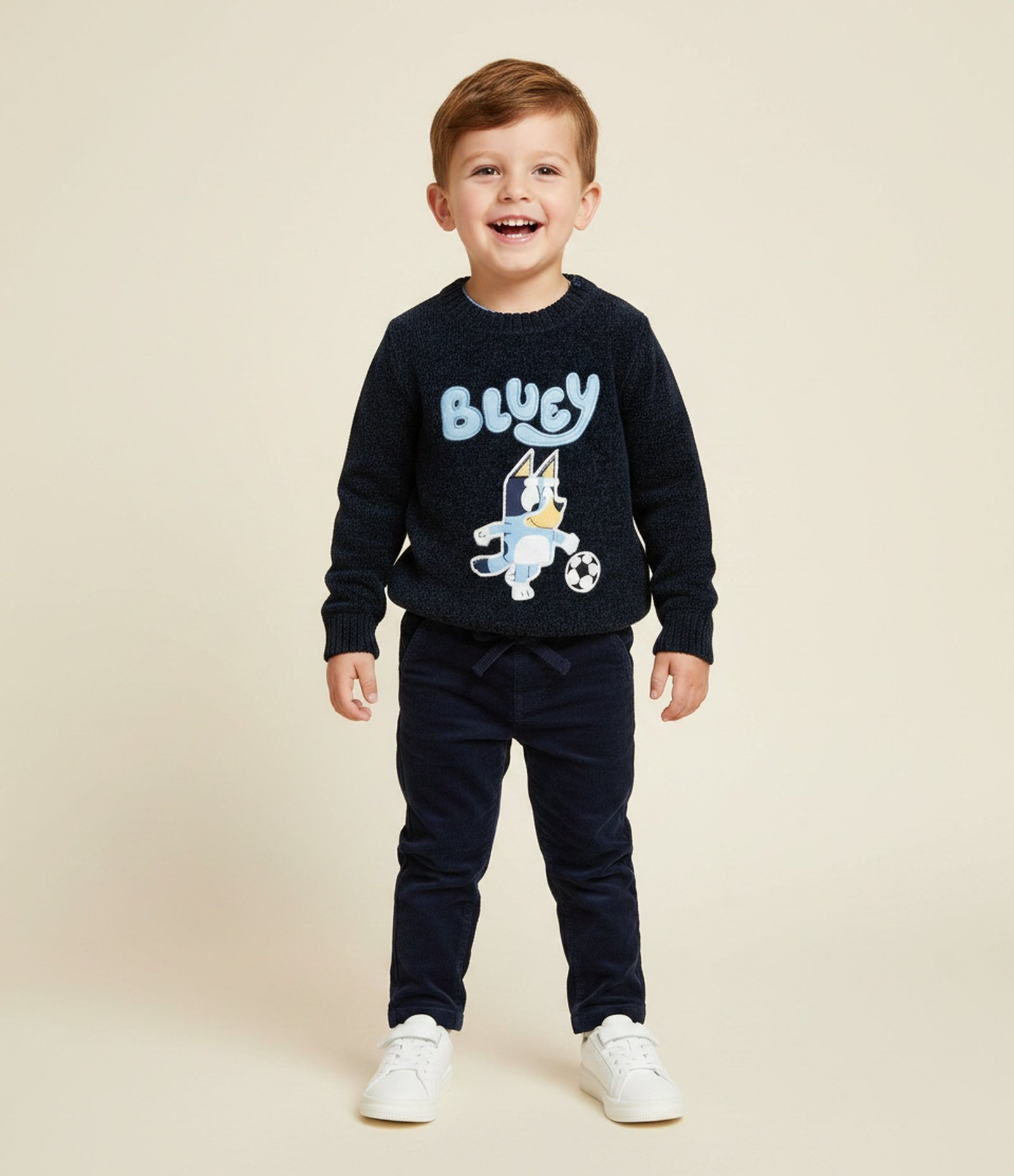 Casaco Infantil Chenille com Bordado Bluey Futebol – Tam 1 a 6 Anos Azul Marinho 2