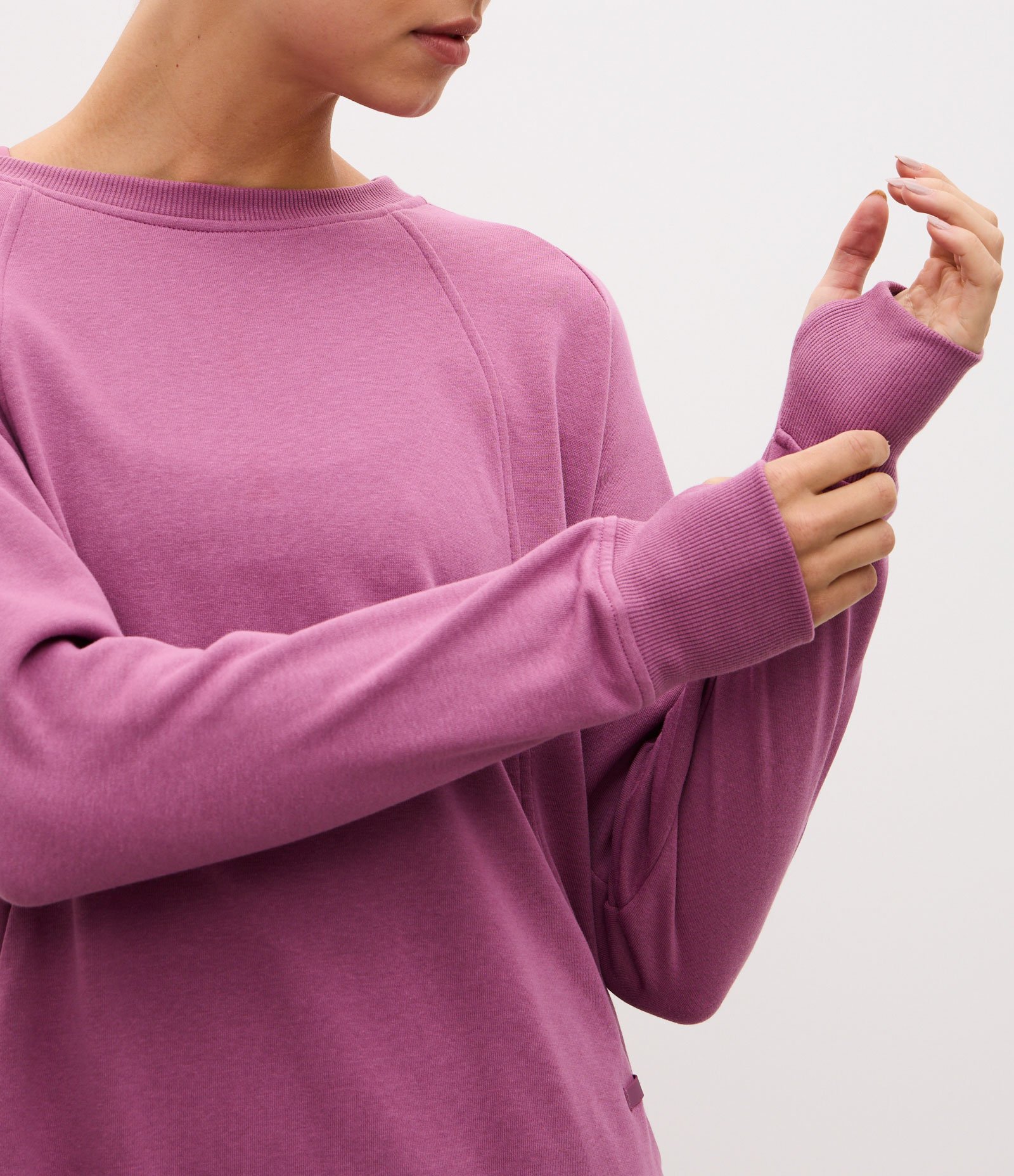 Casaco Fechado Oversized Esportivo em Algodão com Fenda Lateral Roxo 4