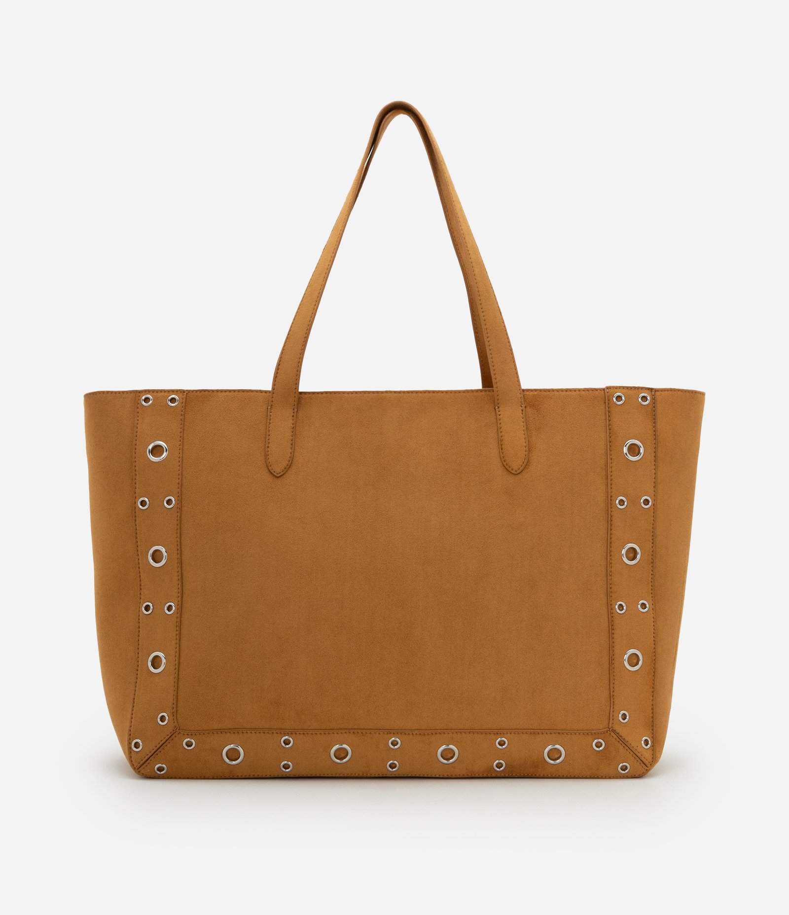 Bolsa Shopper Grande com Detalhes Metalizados Marrom 3