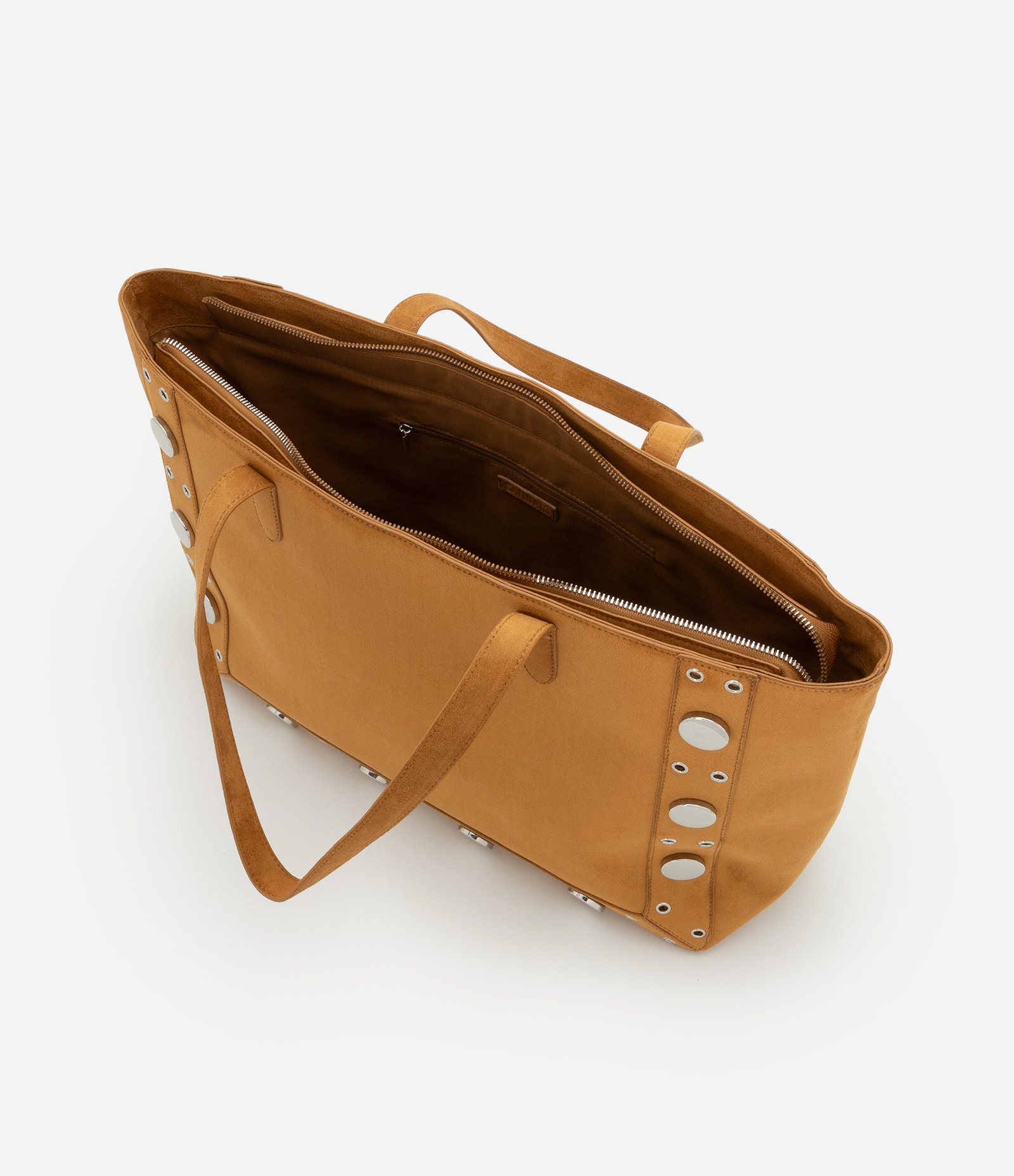 Bolsa Shopper Grande com Detalhes Metalizados Marrom 4