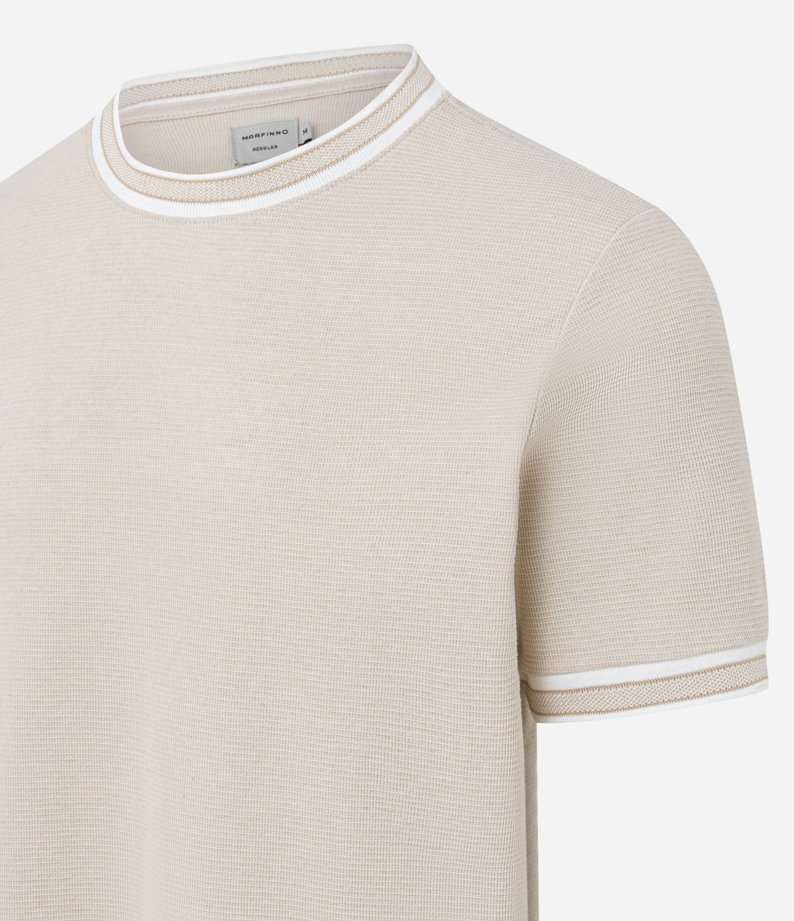 Camiseta Regular em Algodão Texturizado Bege 2