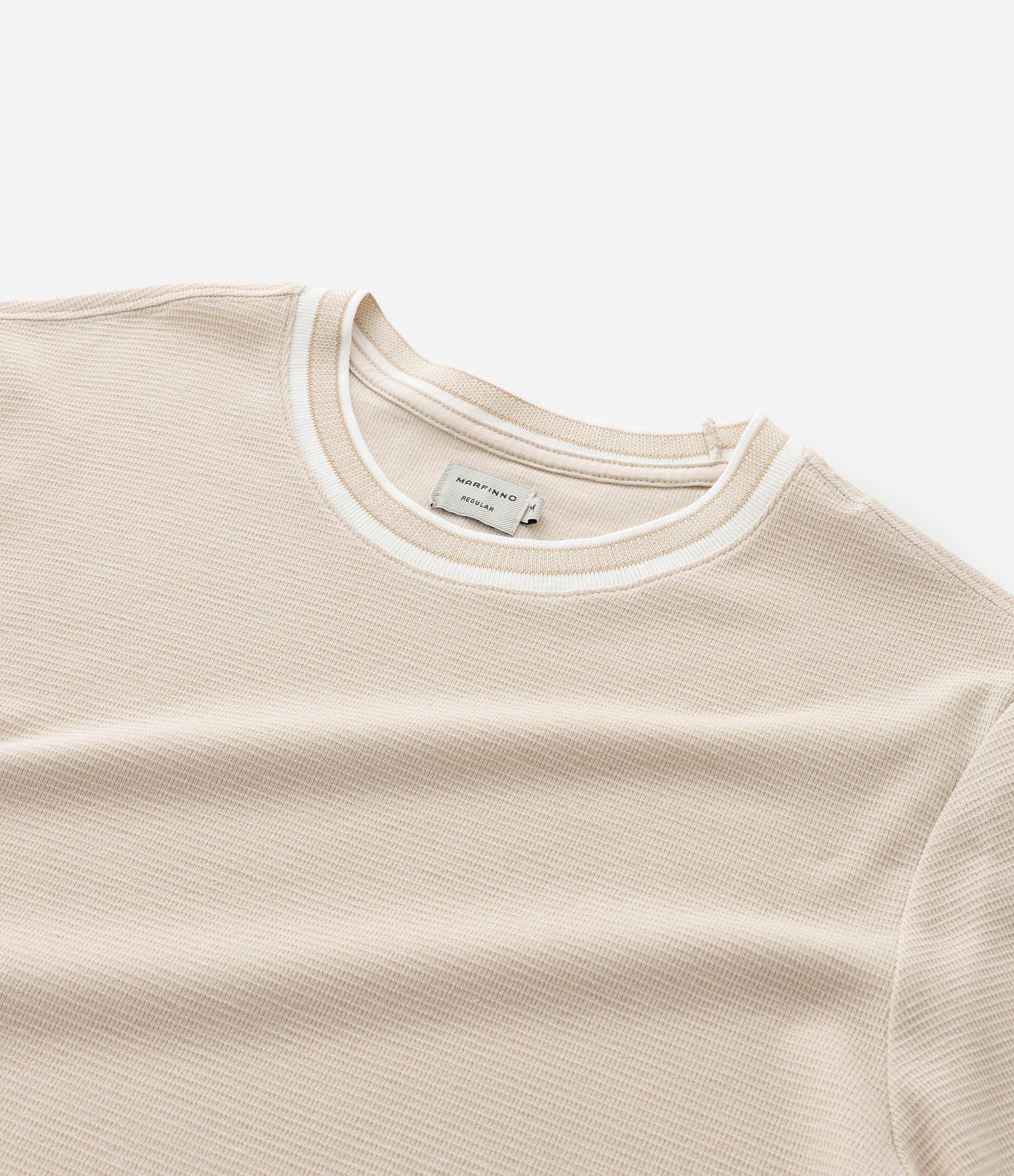 Camiseta Regular em Algodão Texturizado Bege 5