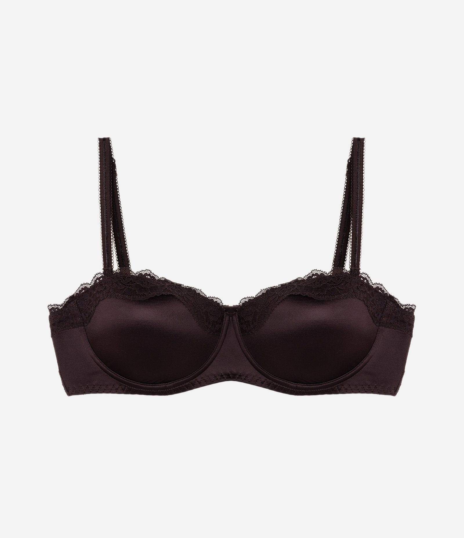 Sutiã Tomara Que Caia em Microfibra com Detalhes em Renda Marrom 6