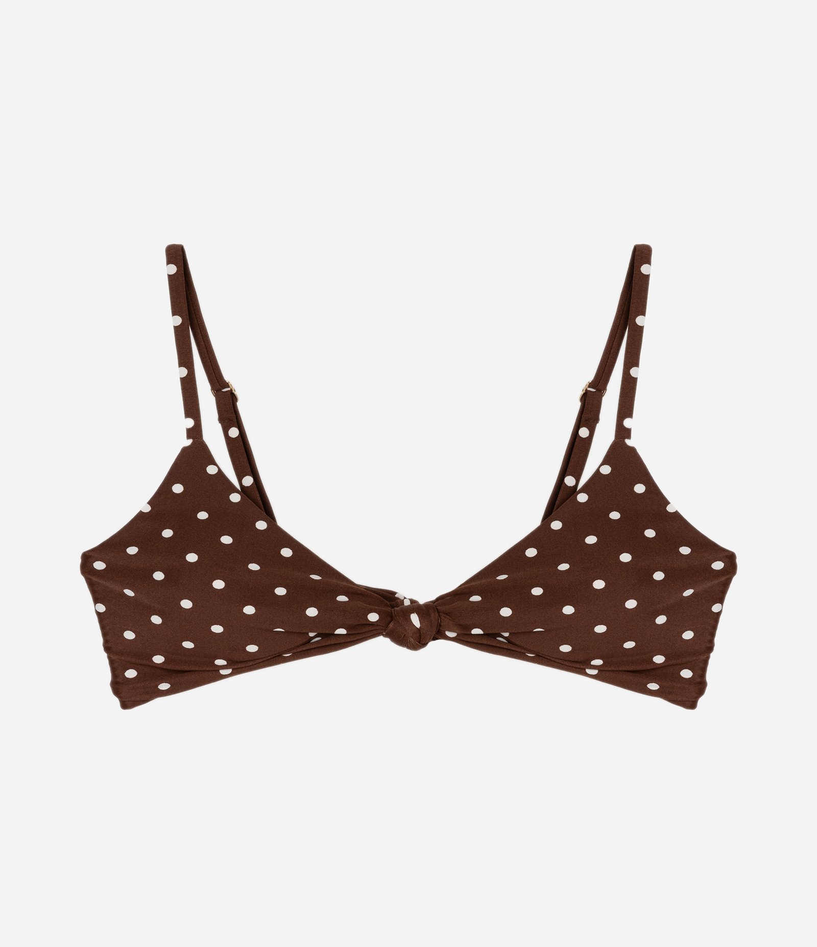 Biquíni Top Triângulo Fixo em Microfibra Poá com Nózinho Marrom 5