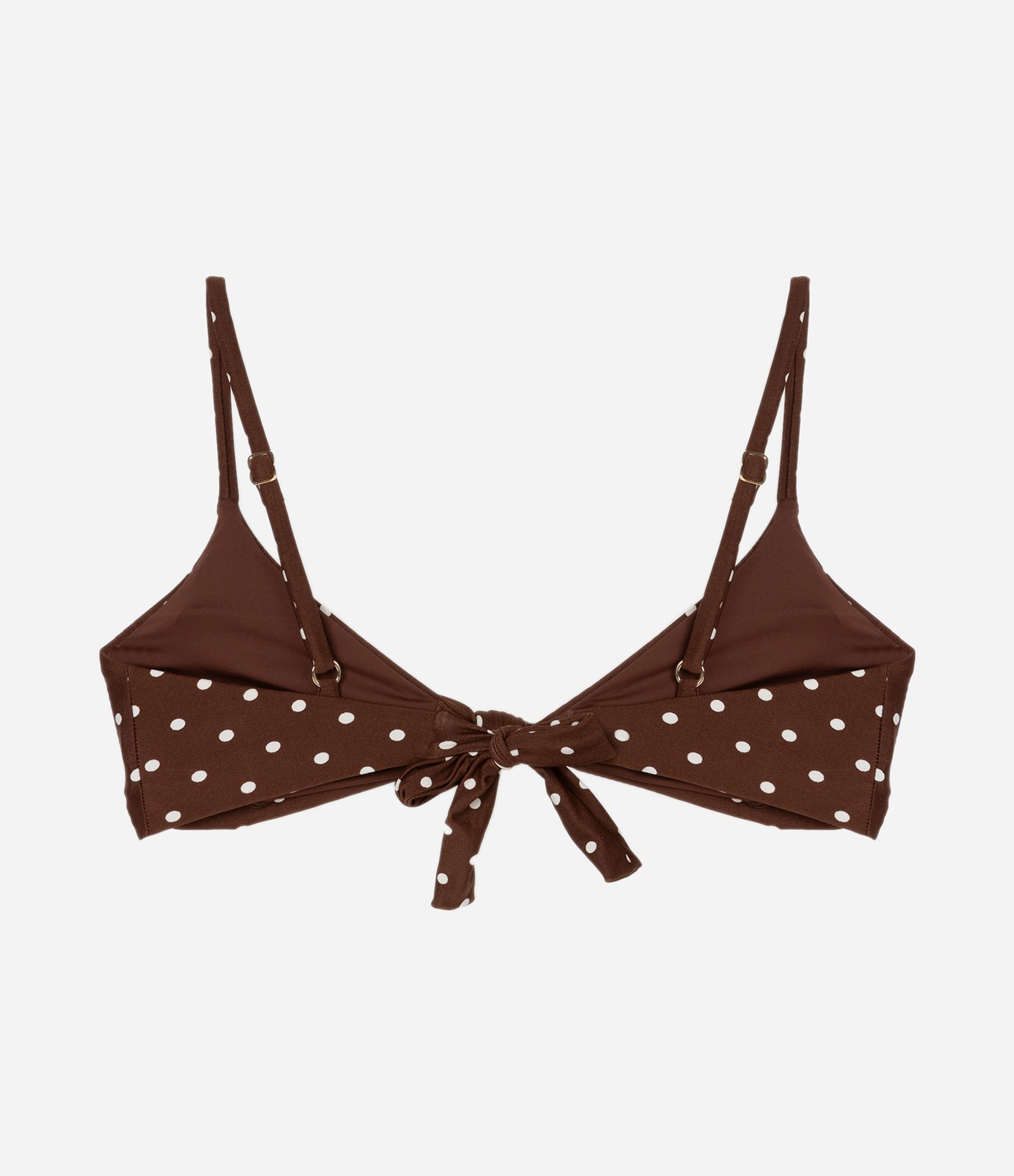Biquíni Top Triângulo Fixo em Microfibra Poá com Nózinho Marrom 6