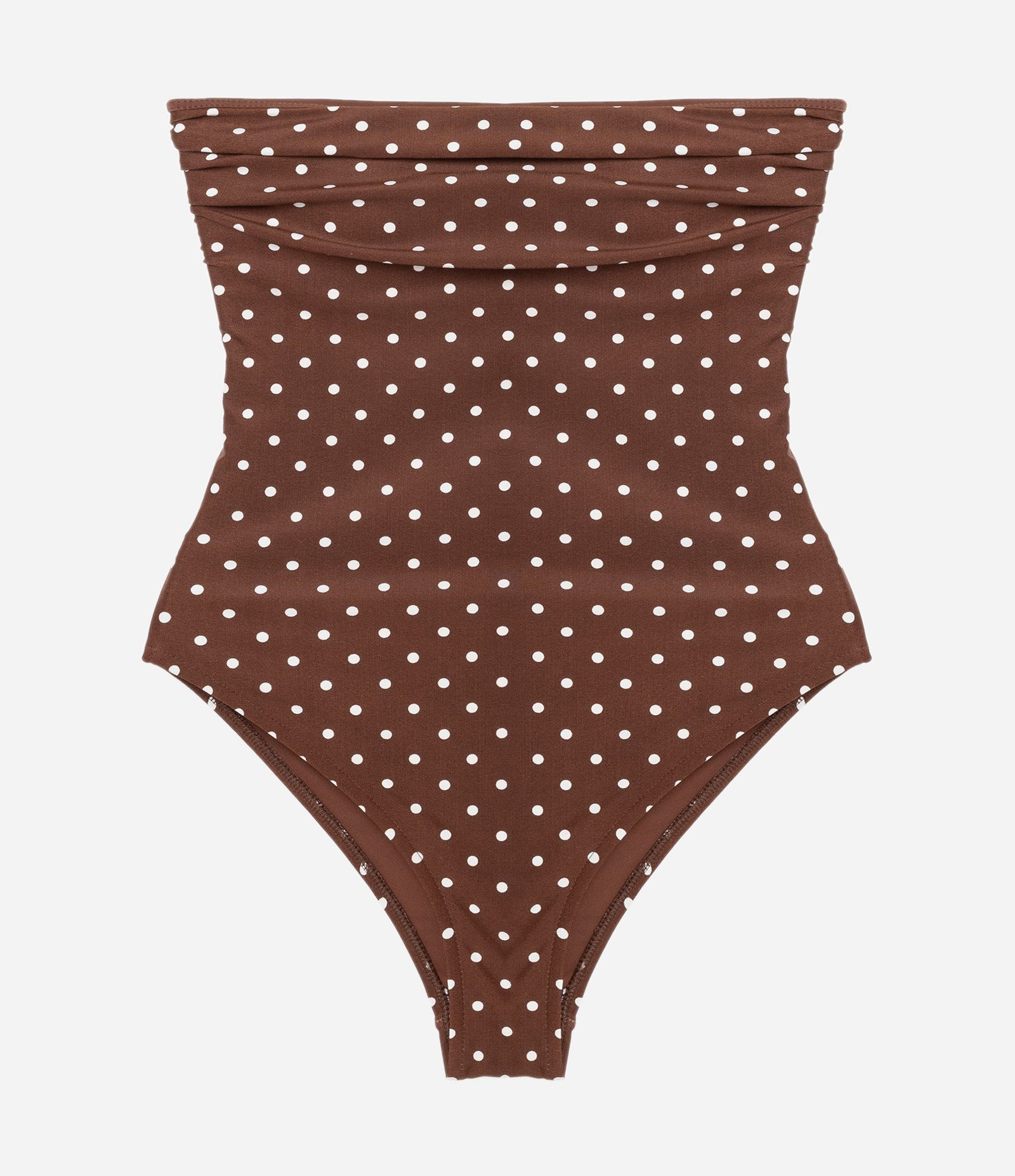 Maiô em Microfibra com Estampa Poá e Bojo Removível Marrom 4