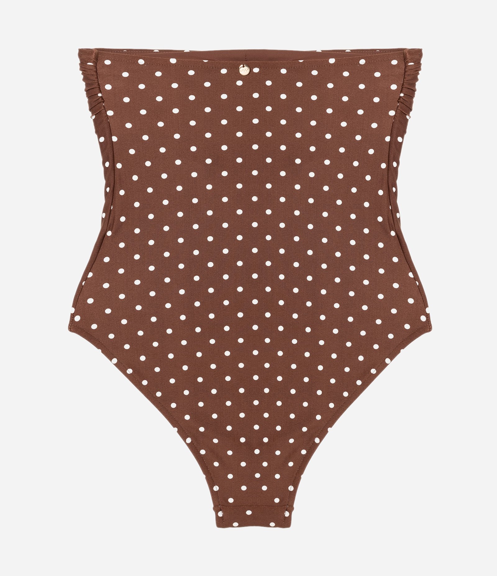 Maiô em Microfibra com Estampa Poá e Bojo Removível Marrom 5