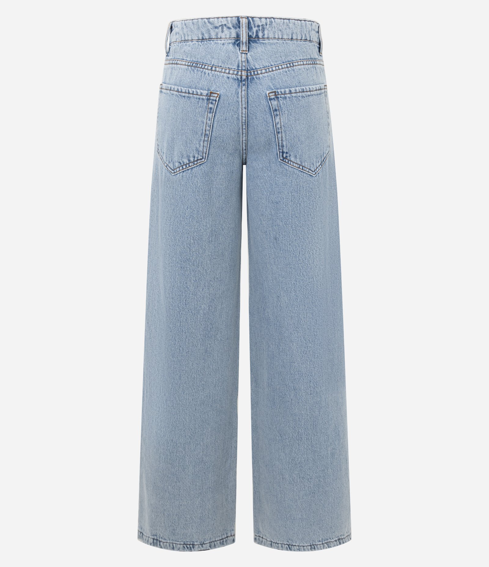 Calça Wide Leg Cintura Baixa em Jeans com 05 Bolsos Claro 2