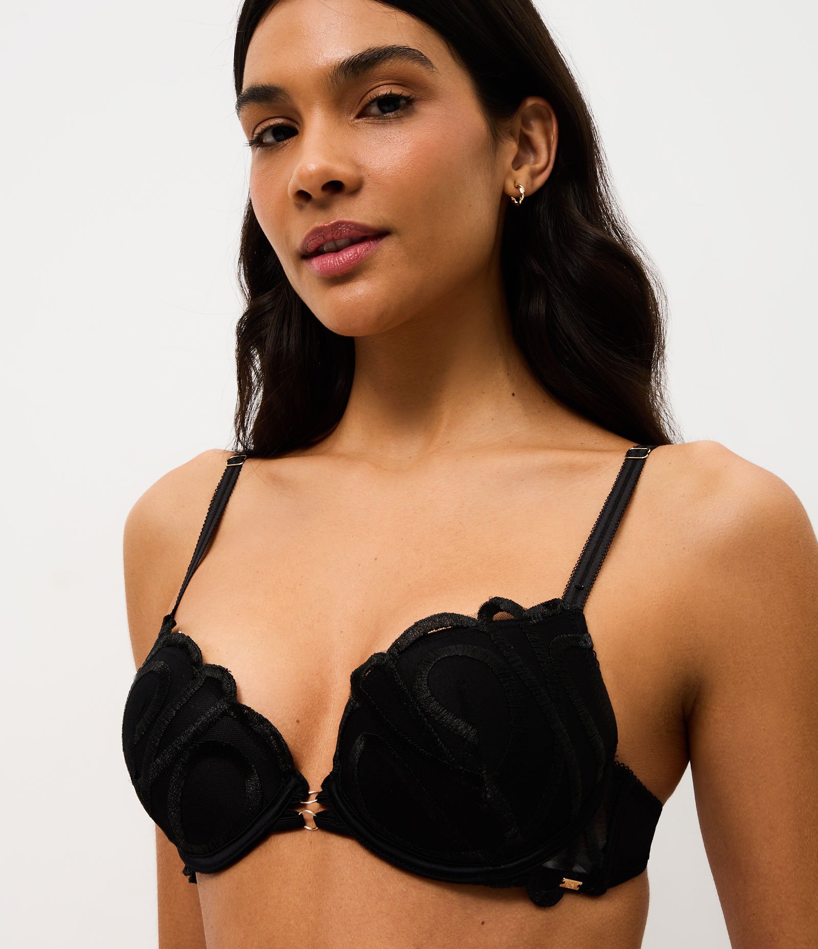 Calcinha String em Tule Geométrico com Fio Duplo Preto 3