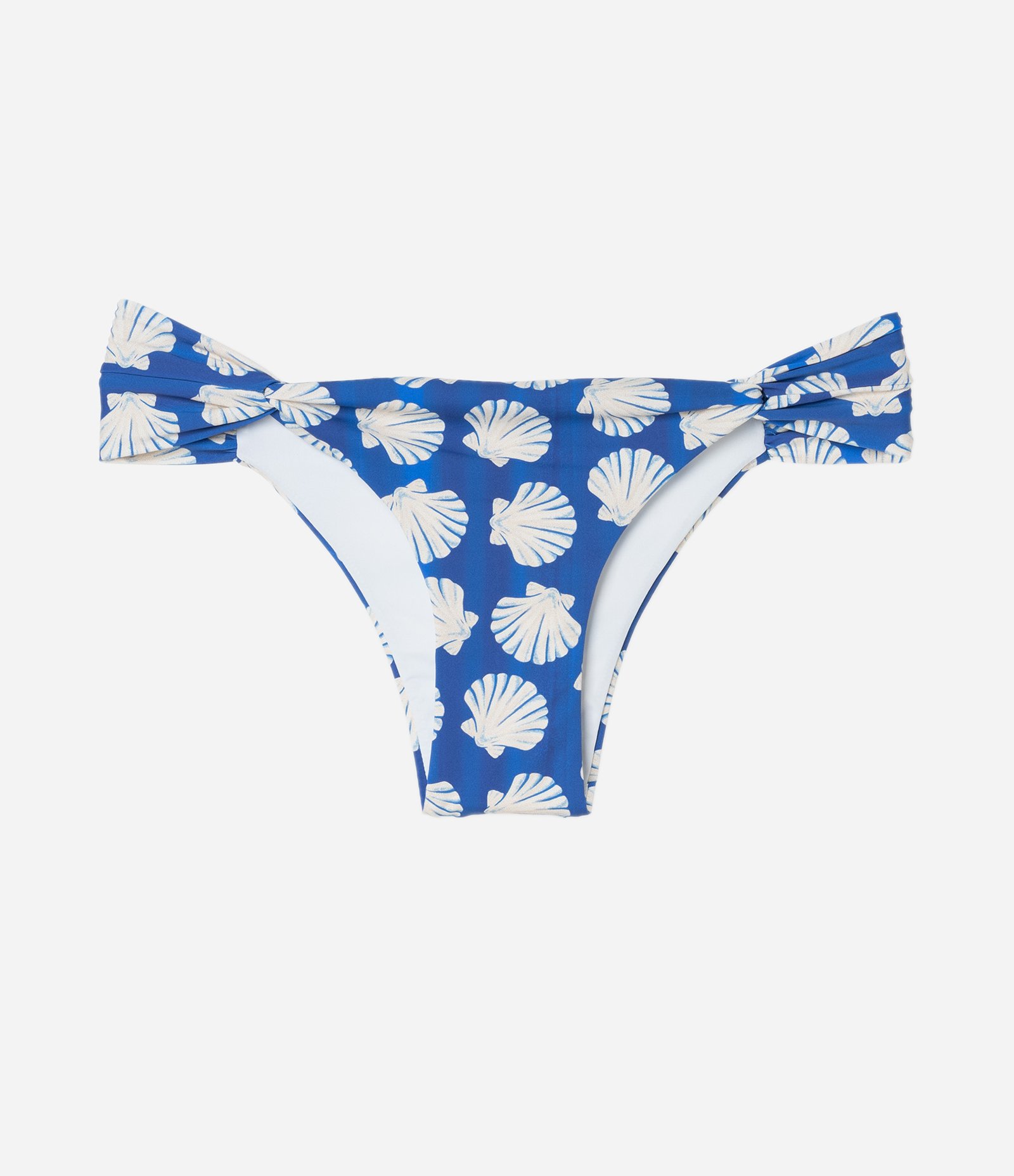 Biquíni Bottom Em Microfibra Com Estampa Conchas E Drapeado Azul 5