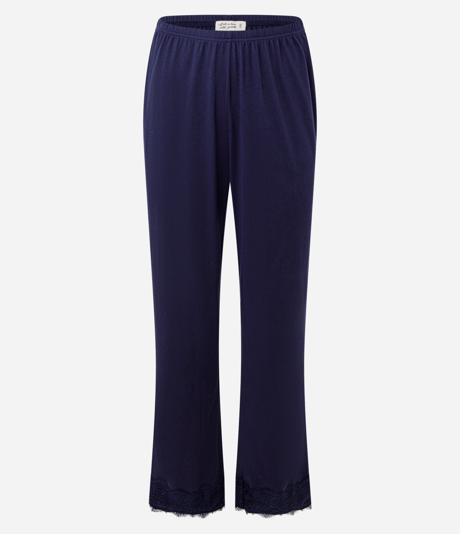 Pijama Americano Longo em Peach Touch com Detalhe em Renda Azul 3