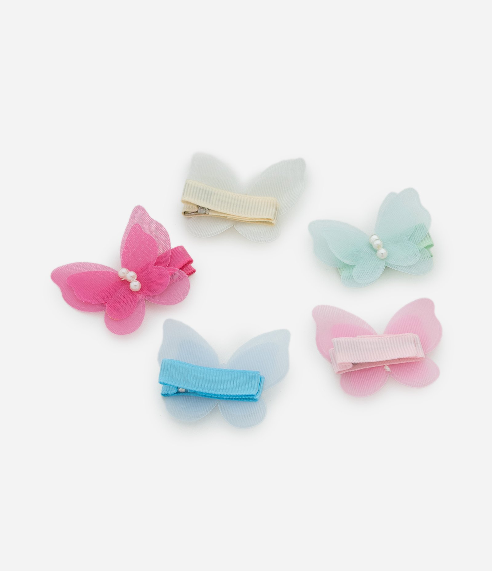 Kit 05 Presilhas de Cabelo Borboleta com Pedrinhas - Tam Único Sortido 2