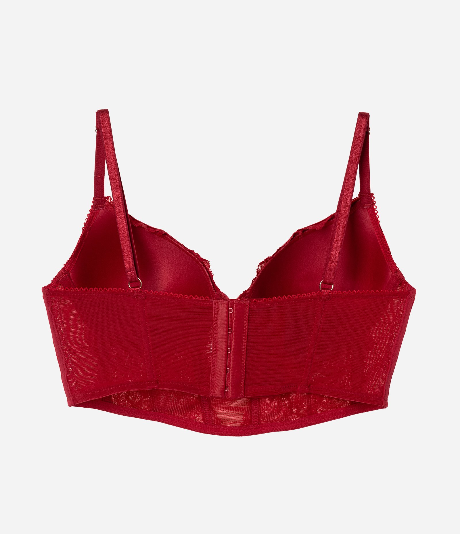 Sutiã Alongado em Tule com Bordado Floral Vermelho 6