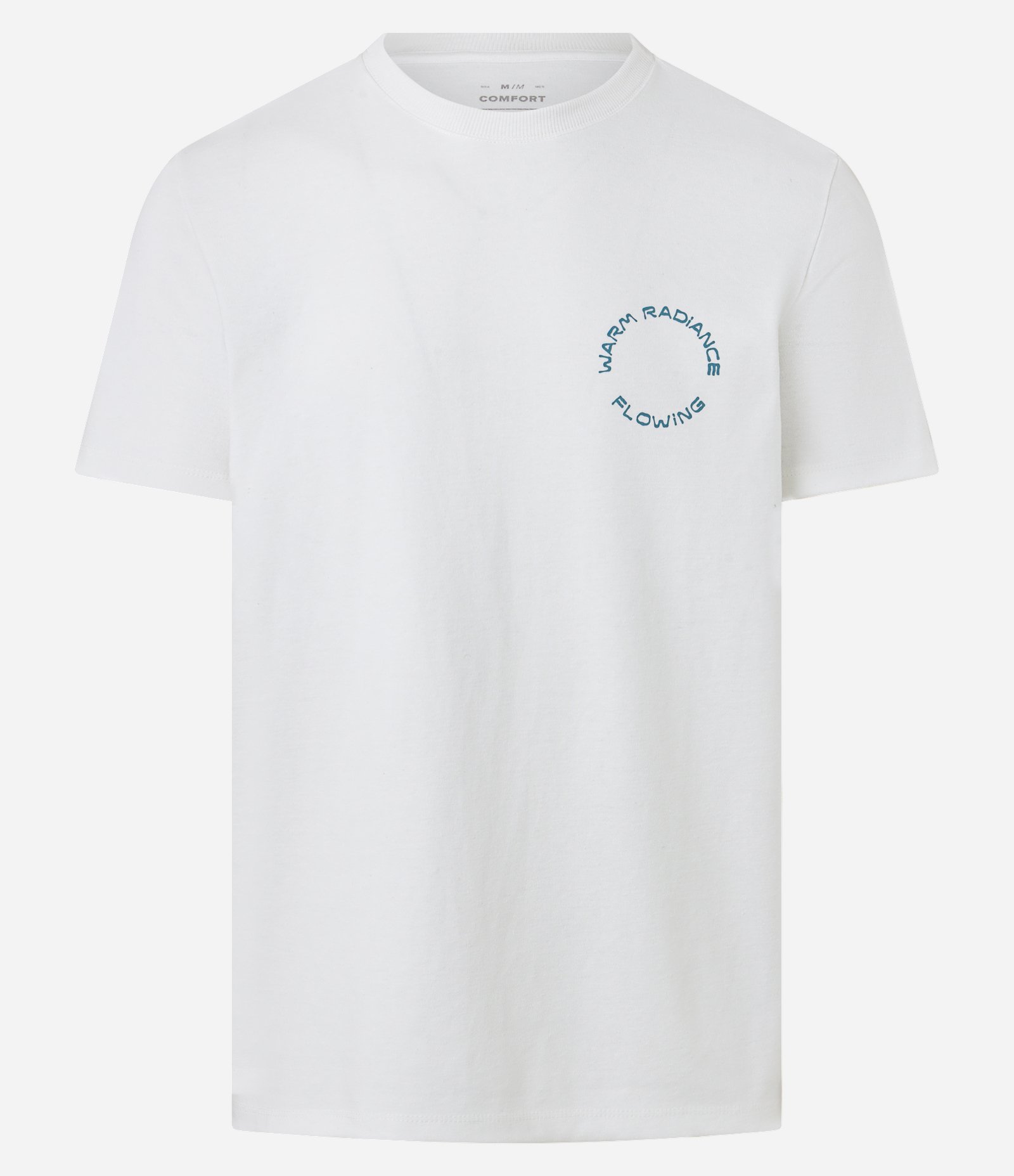 Camiseta Comfort em Meia Malha com Estampa Lettering em Geométrico Warm Radiance Branco 1