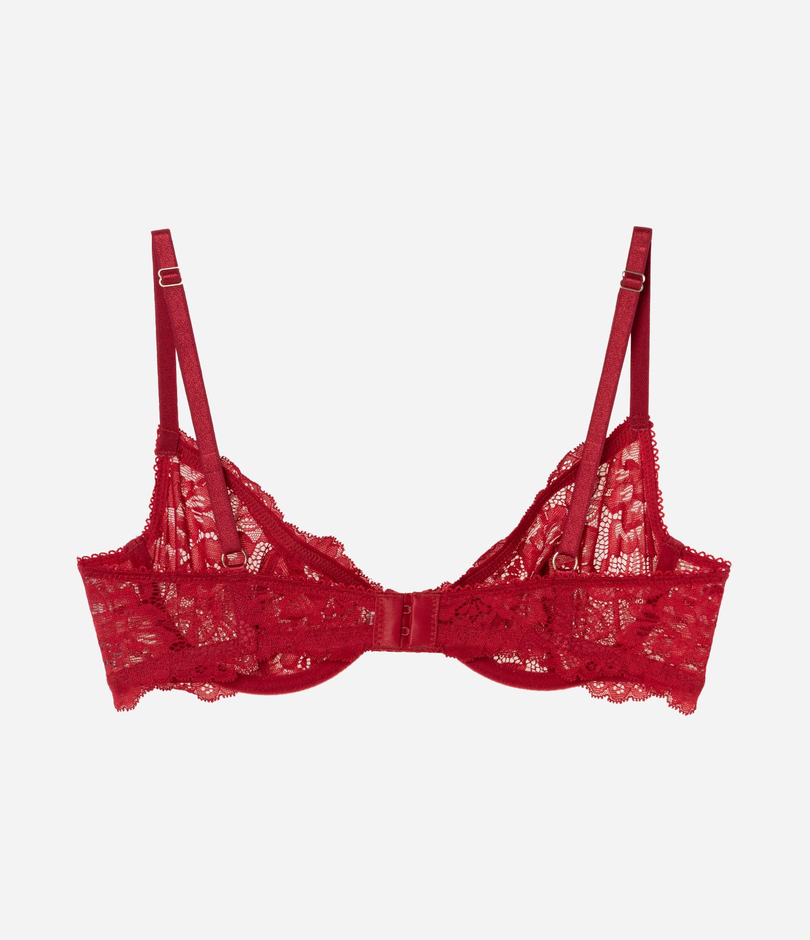 Sutiã Meia Taça Sem Bojo em Renda Floral Vermelho 6
