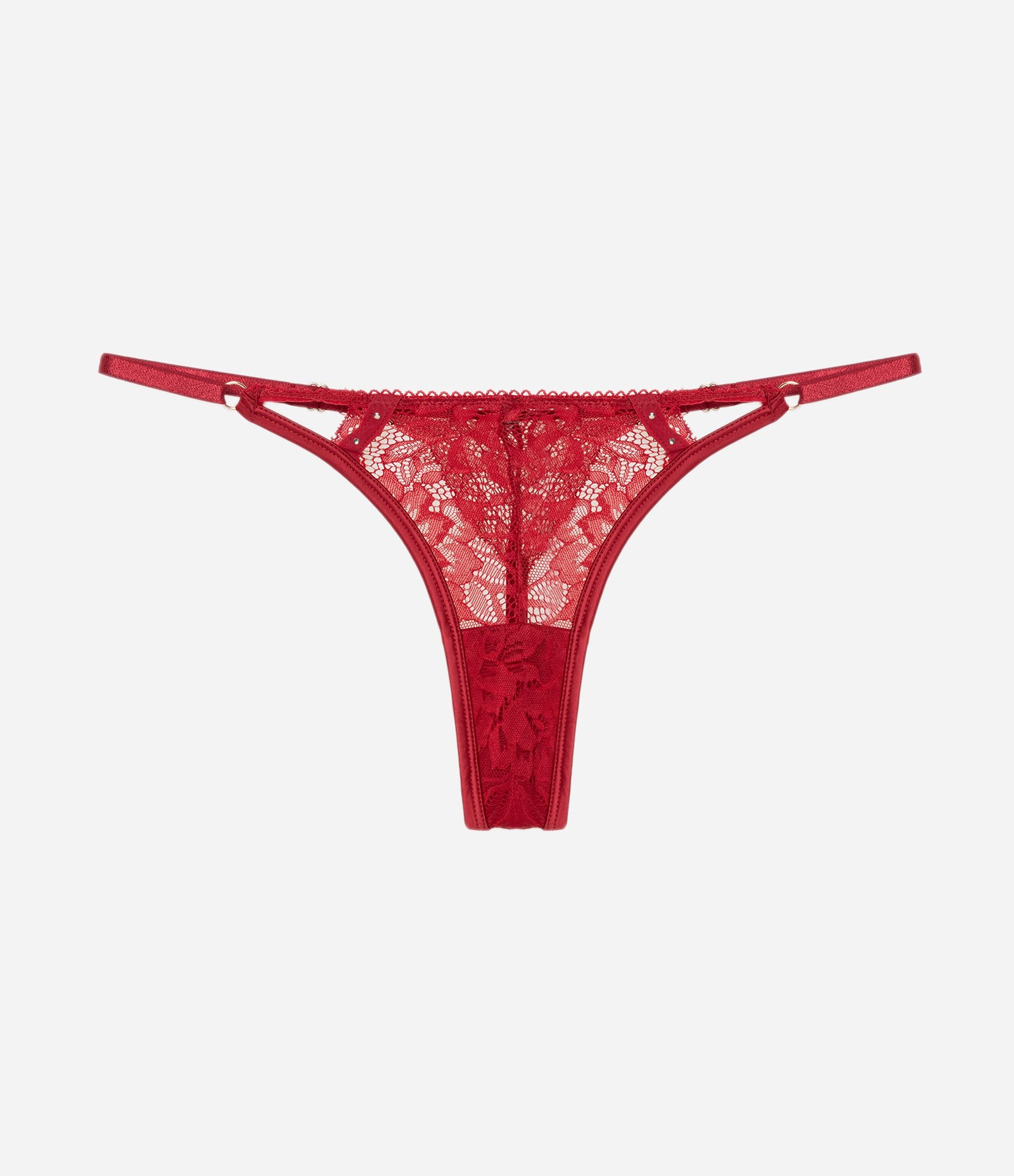 Calcinha String em Renda Floral Vermelho 5