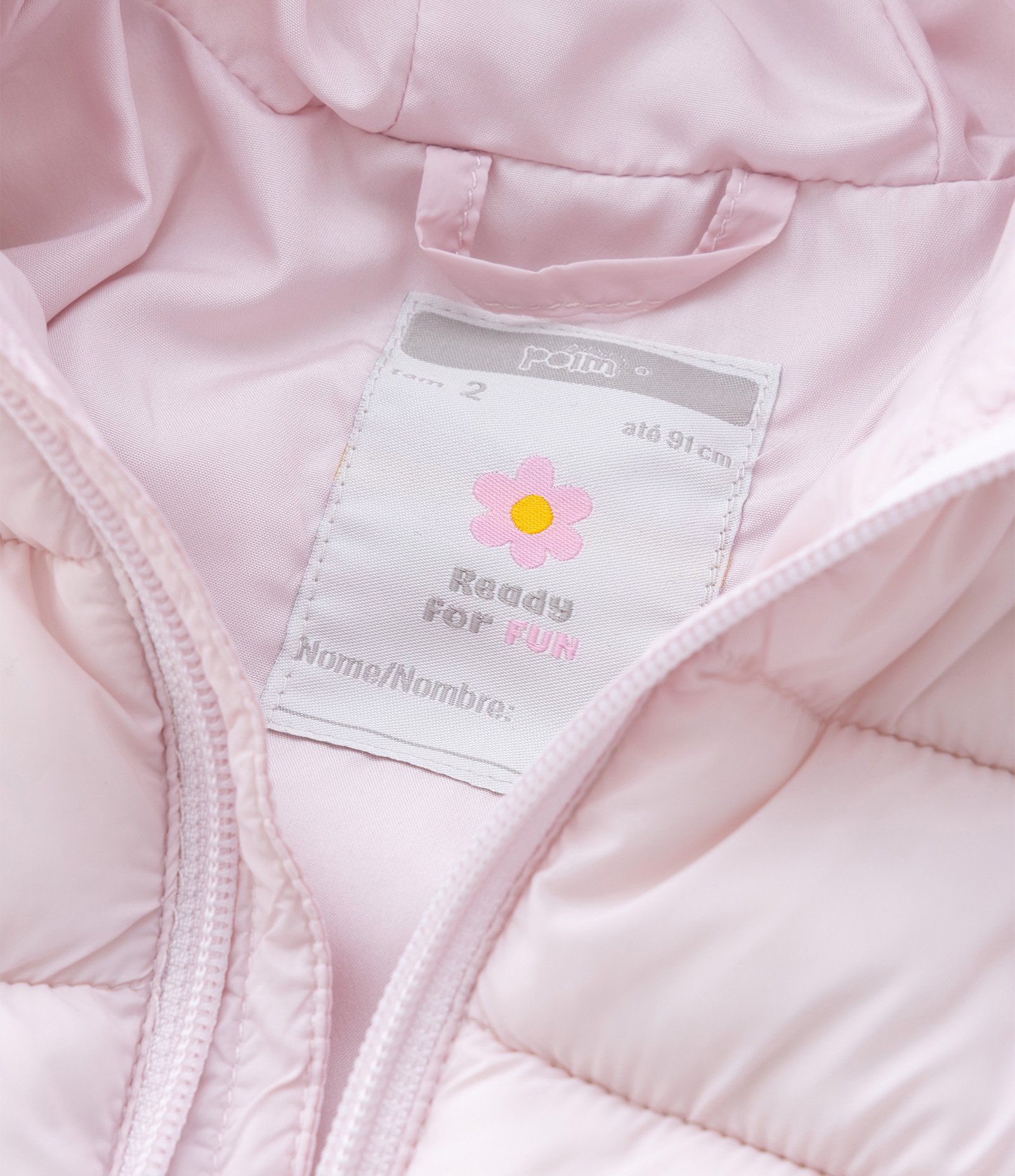 Jaqueta Puffer Infantil com Capuz - Tam 1 a 6 anos Rosa Claro 6