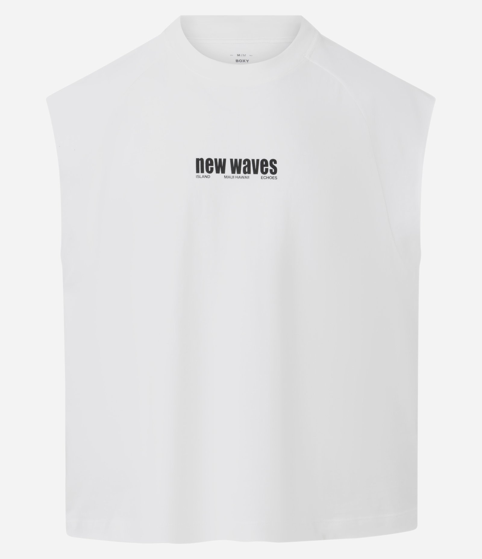 Regata Boxy em Meia Malha com Estampa Lettering New Wave Branco 5