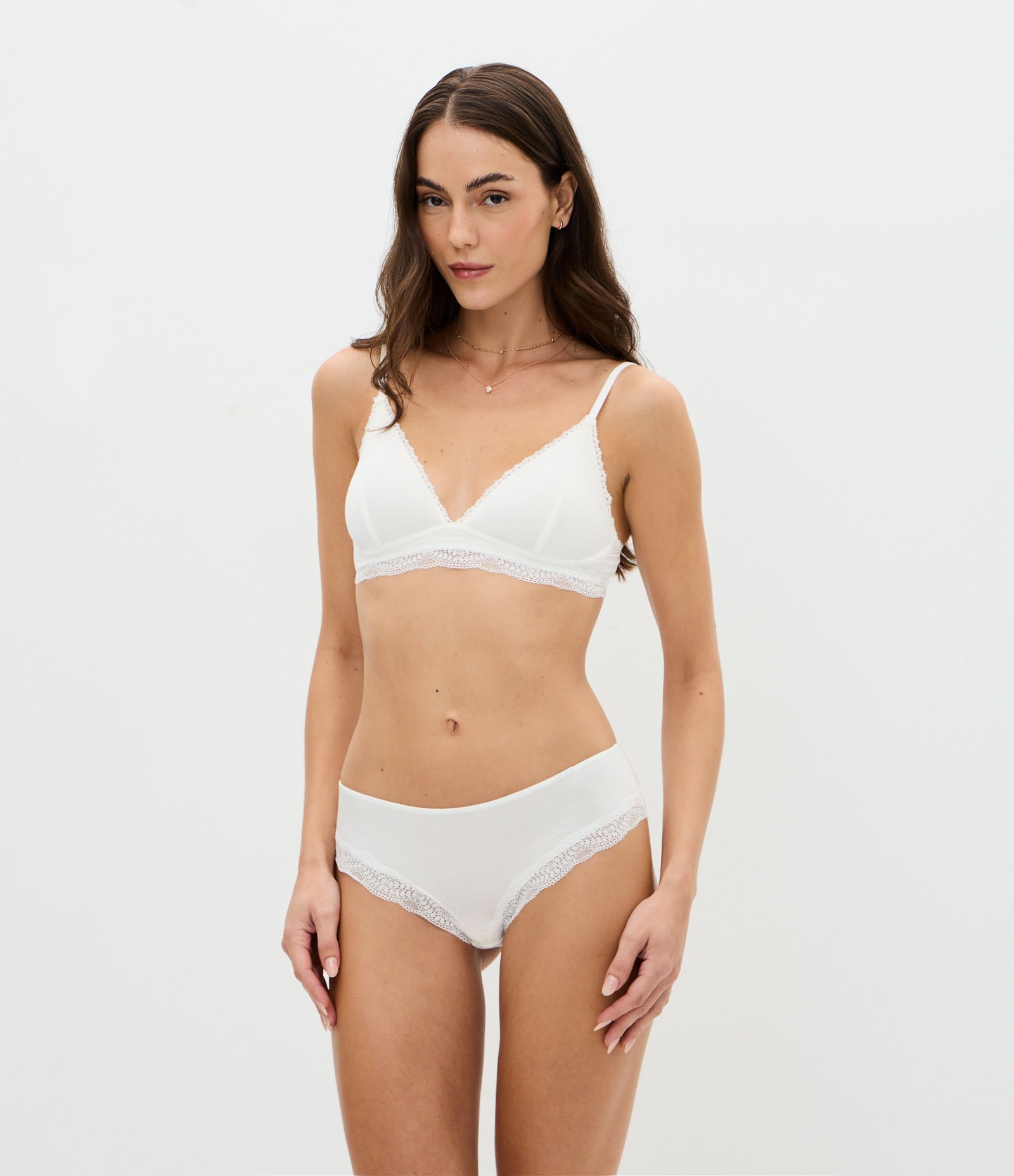 Calcinha Boyshort em Modal com Renda Branco 2