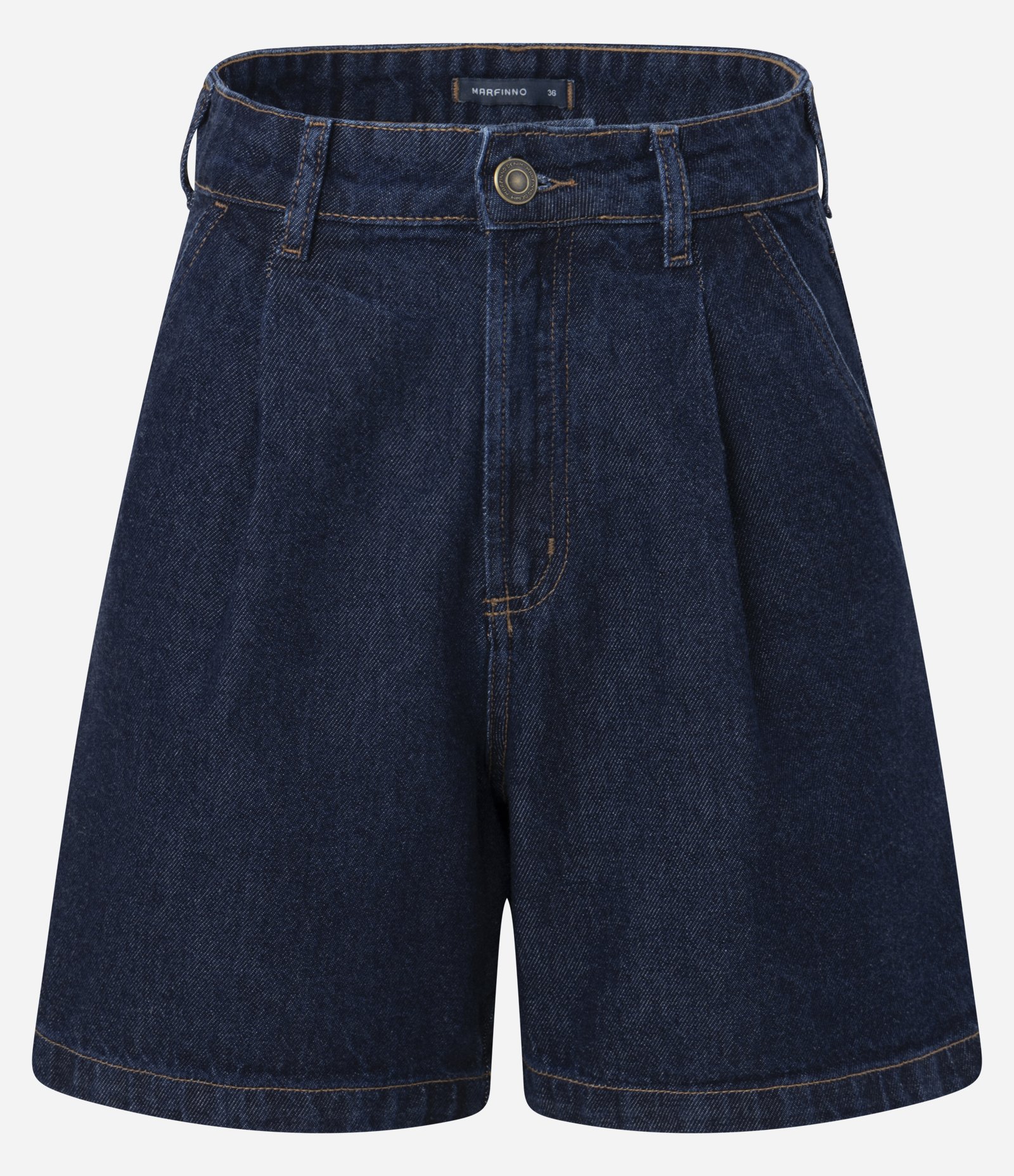 Bermuda Reta em Jeans com Pregas e Bolsos Azul 5