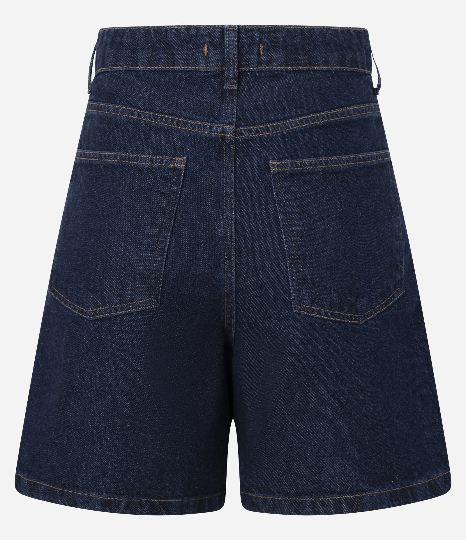 Bermuda Reta em Jeans com Pregas e Bolsos Azul 6