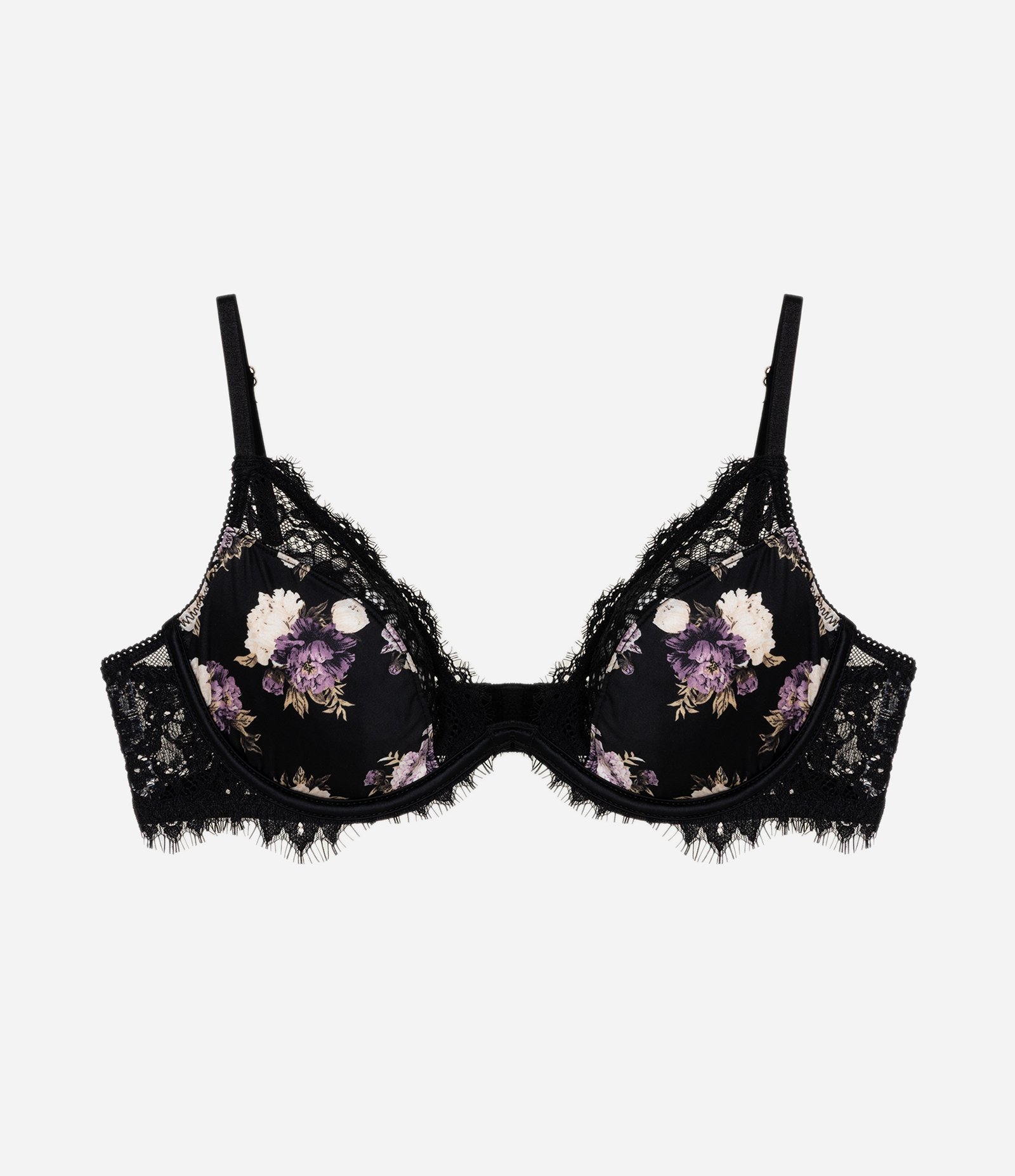 Sutiã Meia Taça com Detalhes de Renda Floral Preto 5