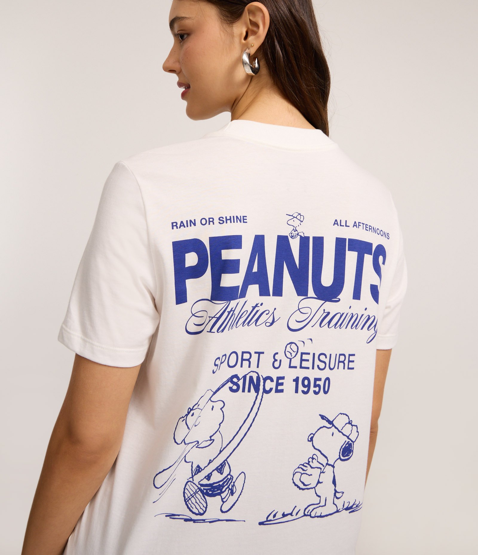 Camiseta T-shirt em Algodão com Estampa Peanuts Sport Training Branco 4